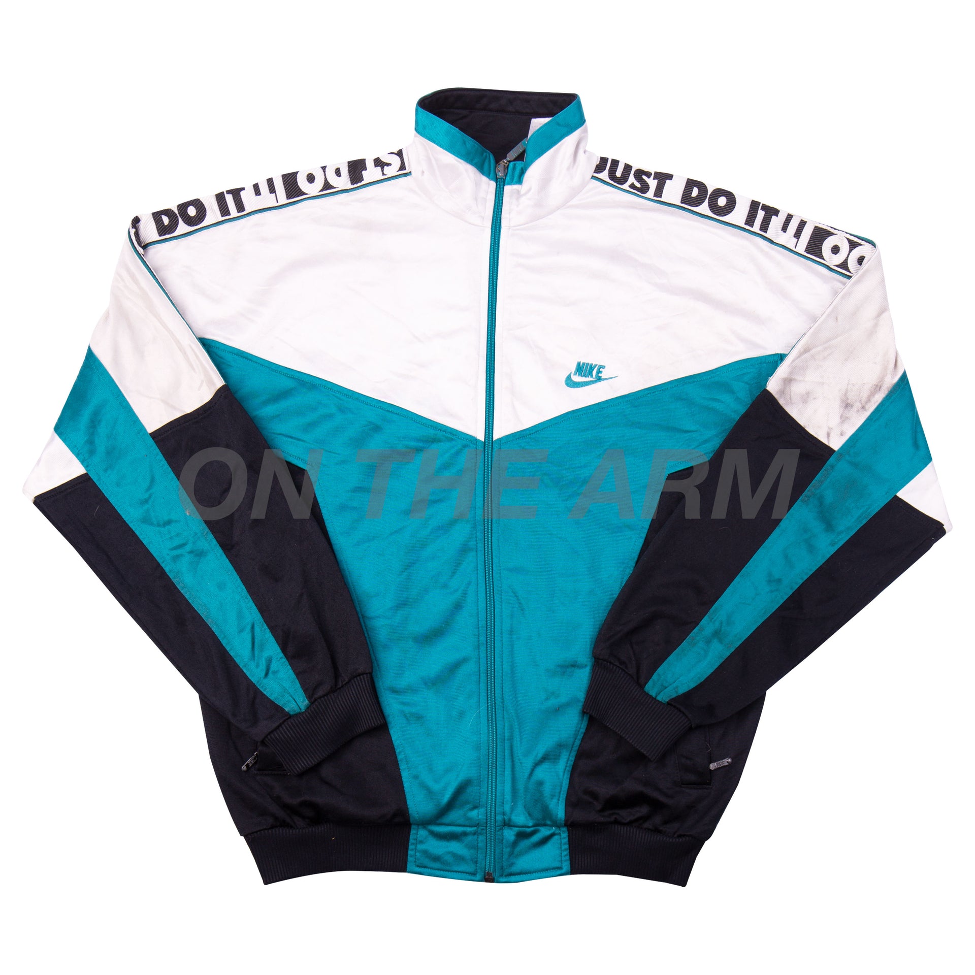 Vintage White/Teal Nike Track Jacket
