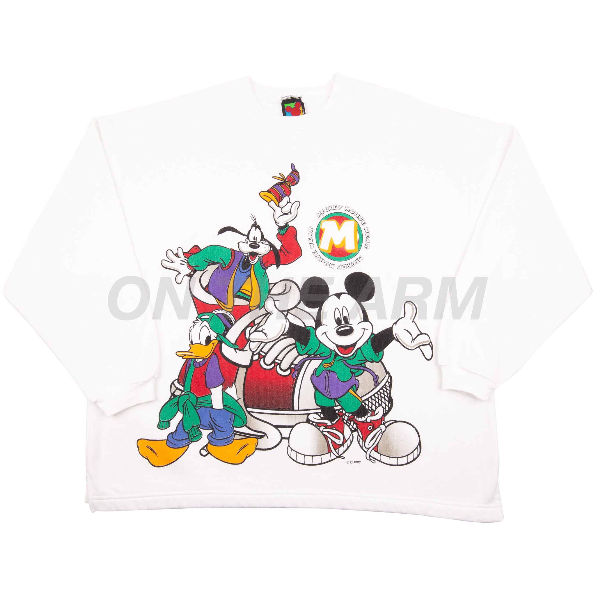 Vintage White Mickey Mouse Wear Crew