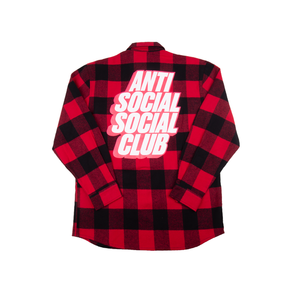 Anti Social Social Club Red Pink Box Logo Flannel