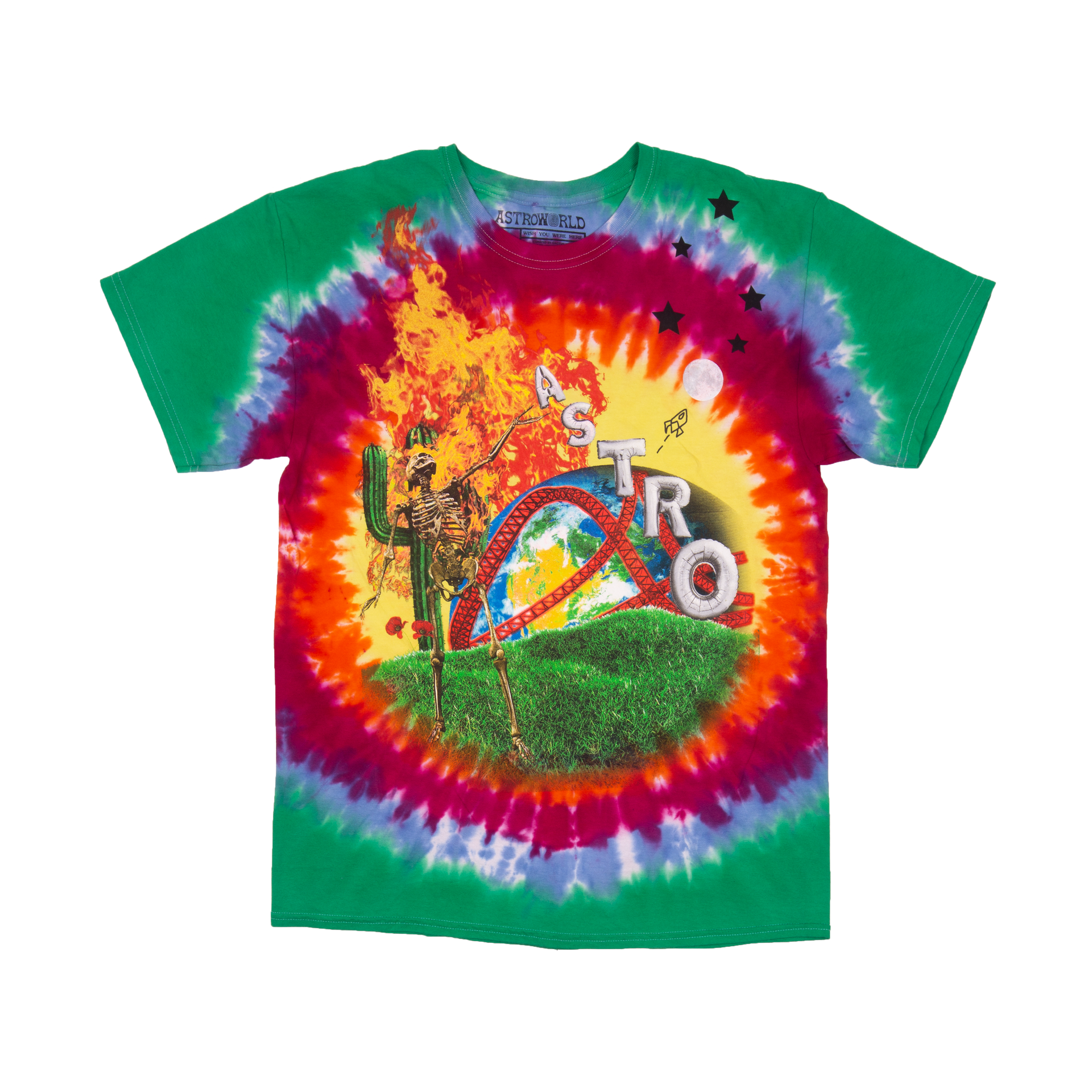 Astroworld Green Tie Dye Smiley Tee