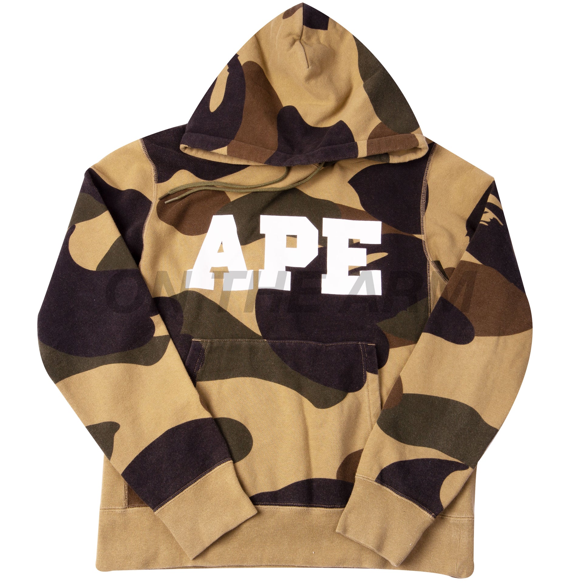 Bape Green Big Camo APE Hoodie USED