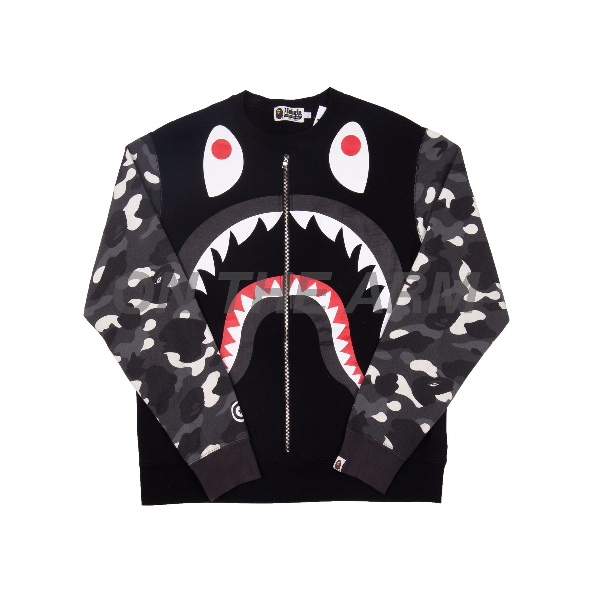 BAPE Black Big Shark Metal Zip Crew