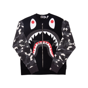 BAPE Black Big Shark Metal Zip Crew