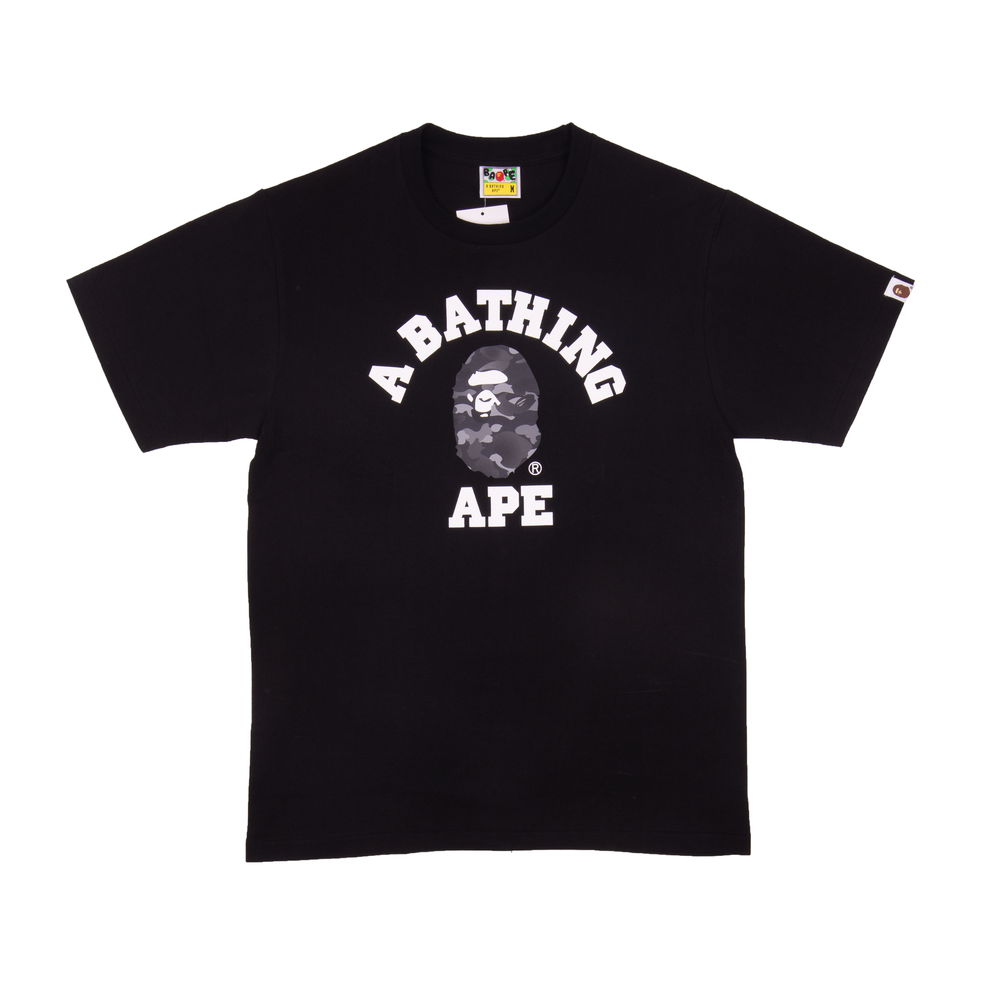 Bape Black Grey Camo College Tee
