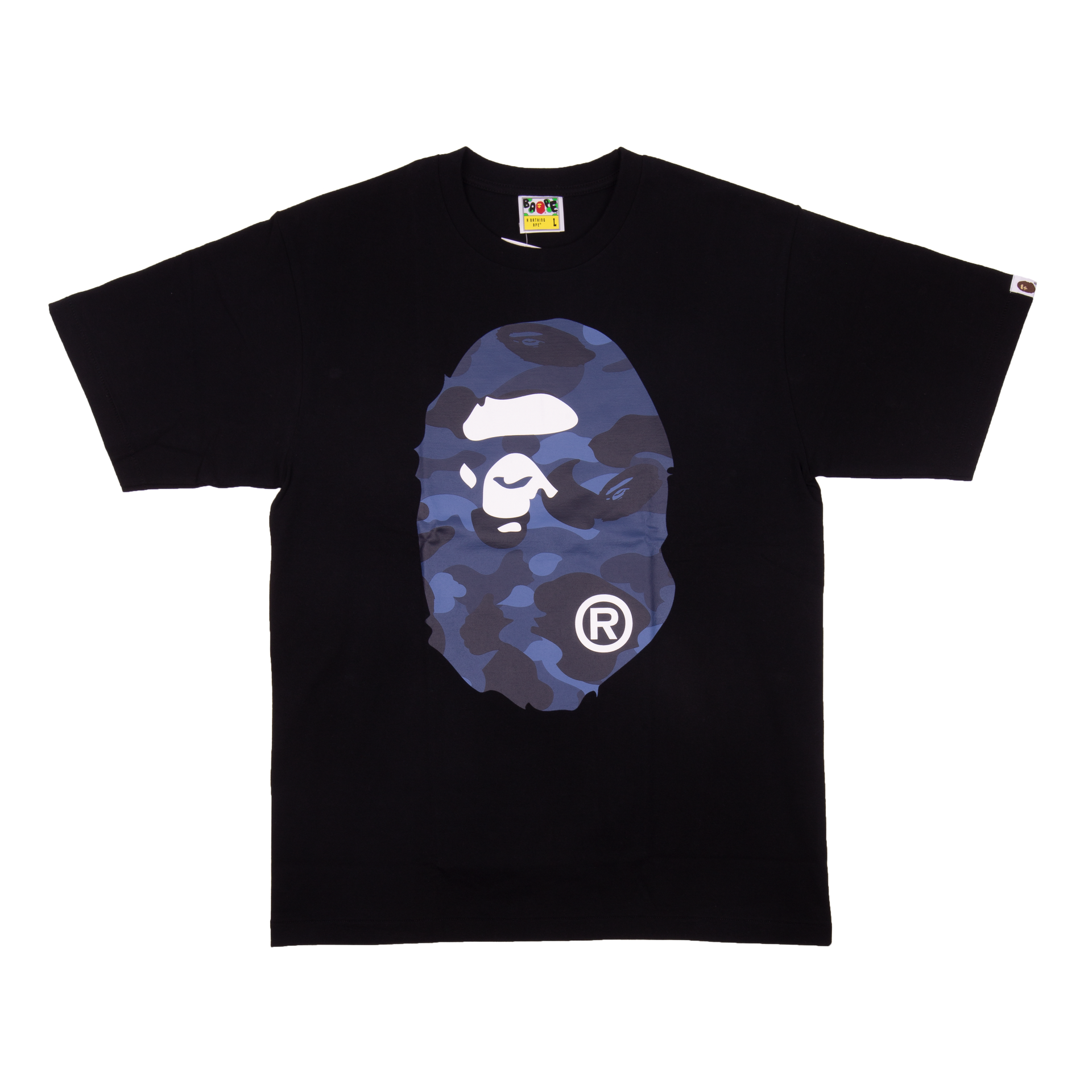 BAPE Black x Navy Color Camo Big Ape Head Tee
