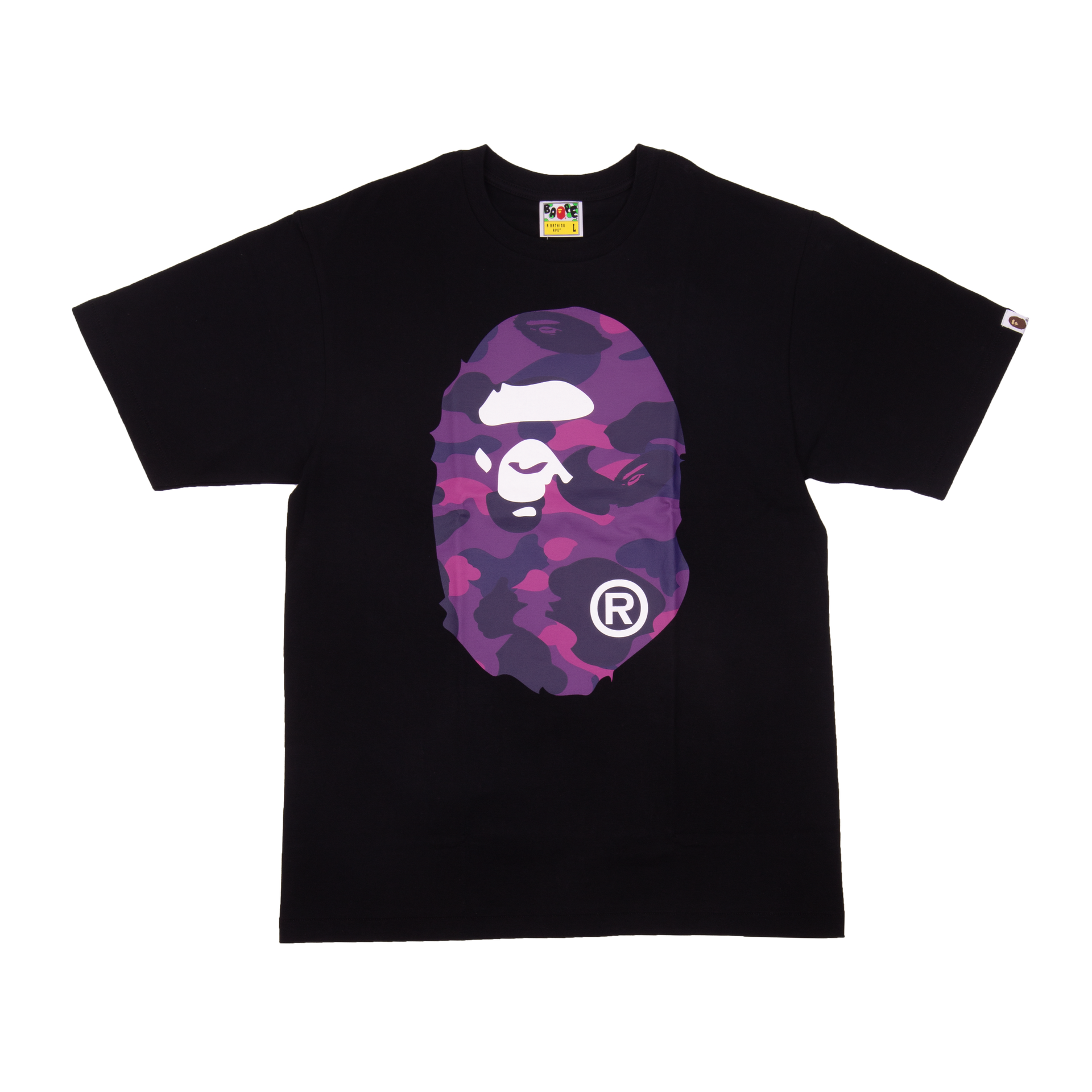 BAPE Black x Purple Color Camo Big Ape Head Tee
