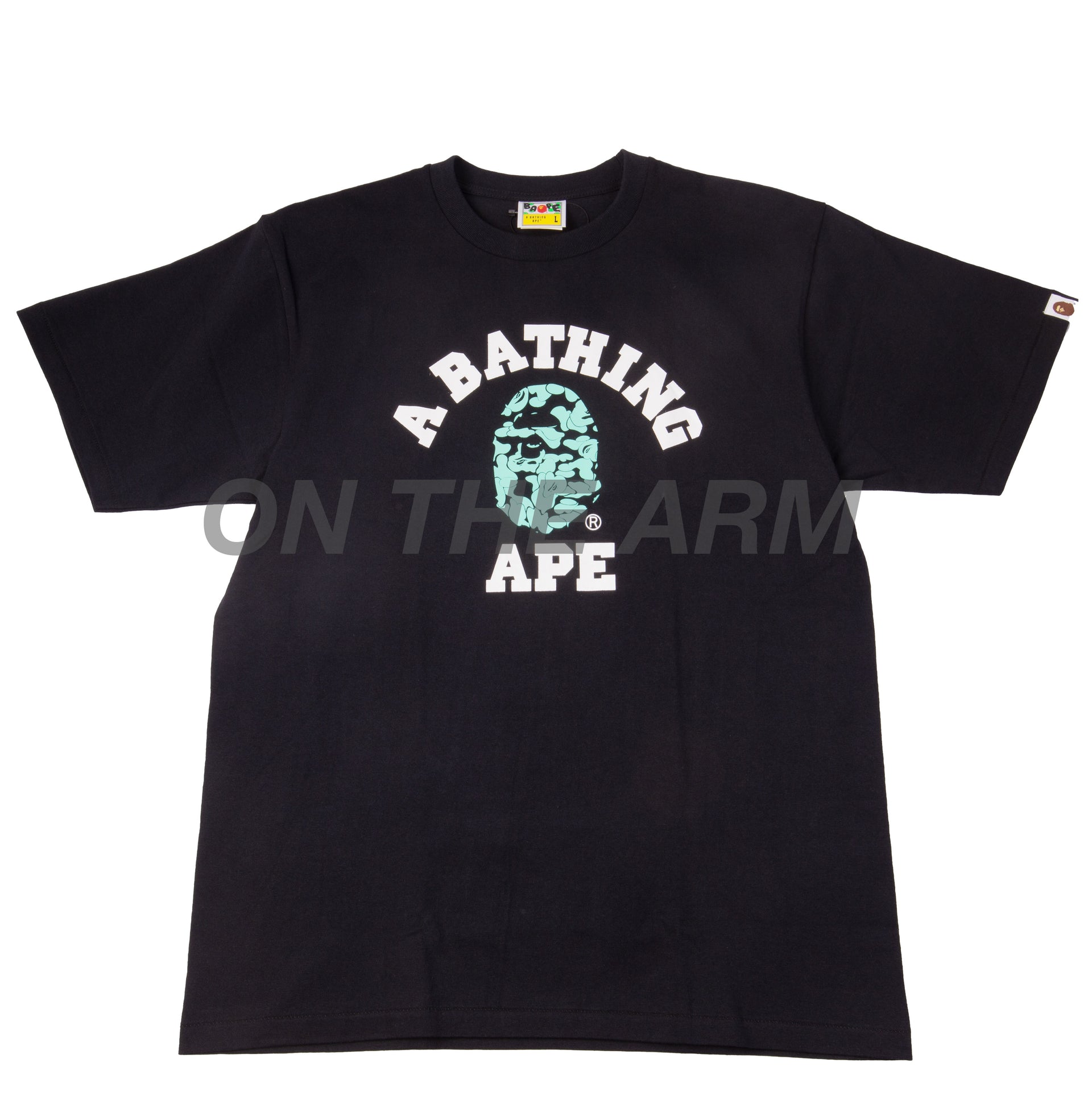 Bape Black Text Code College Logo Tee