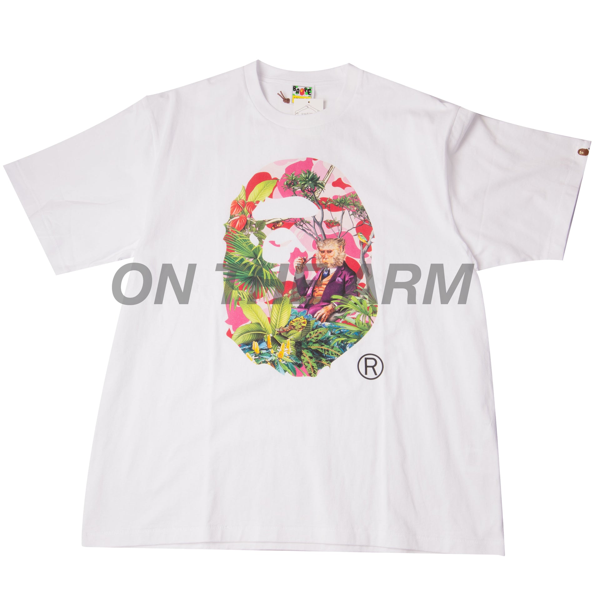 Bape White/Pink Monkey 47 Ape Head Tee
