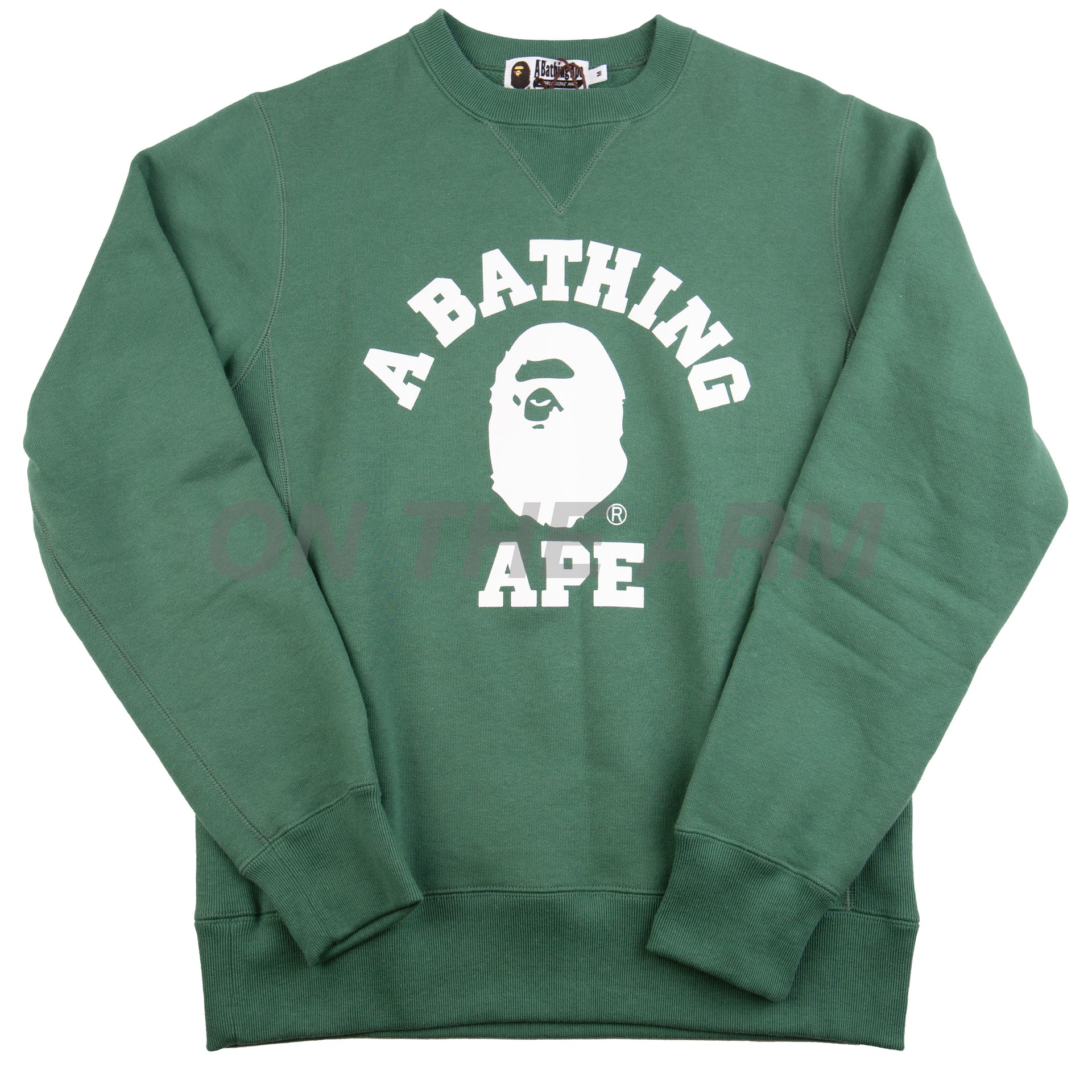 Bape Green Big College Logo Crew PRE-OWNED