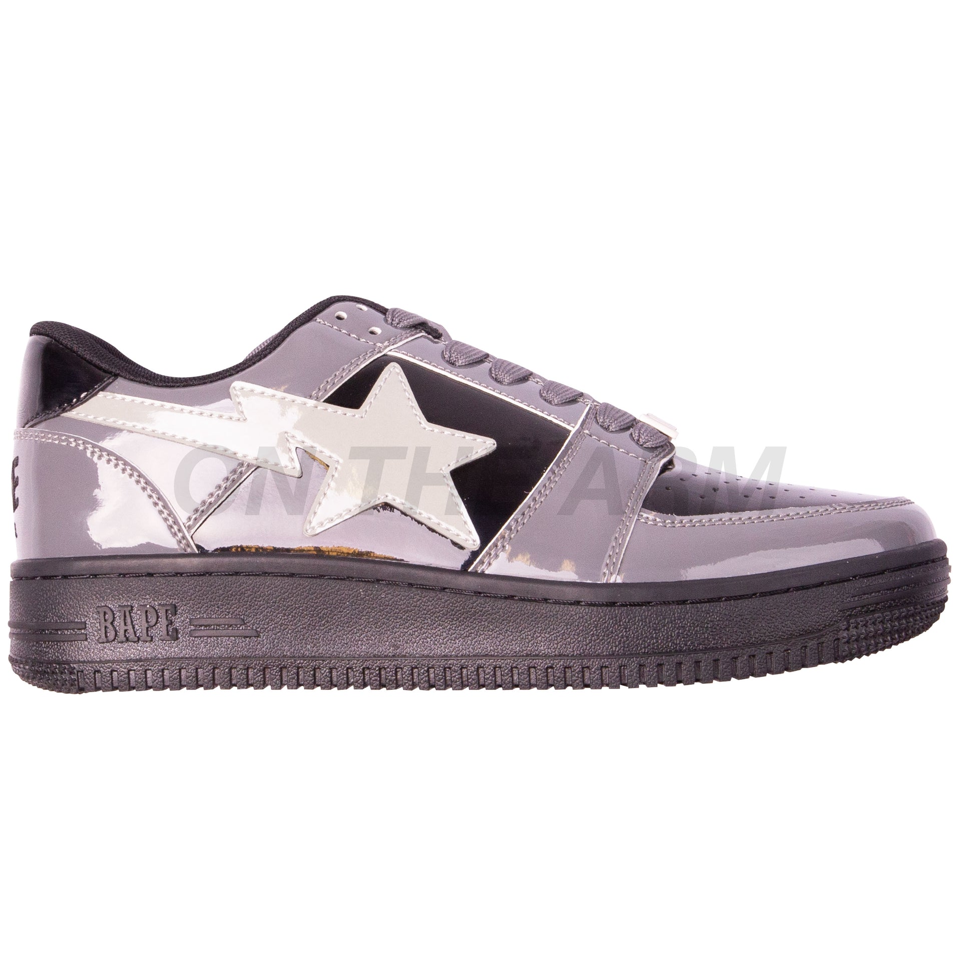 Bape Black/Grey Patent Leather Bapesta