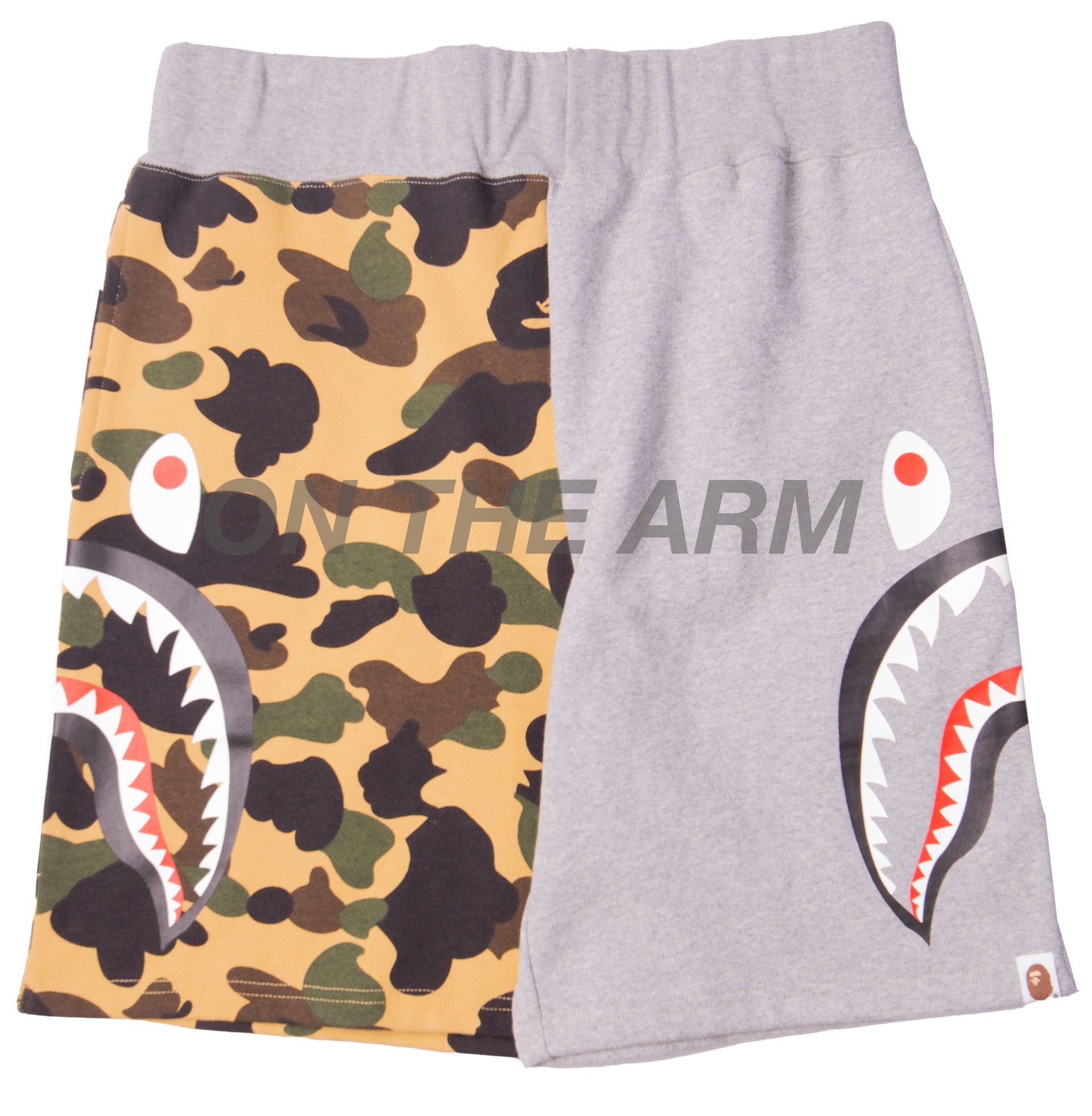 Bape Yellow First Camo Half Shark Shorts