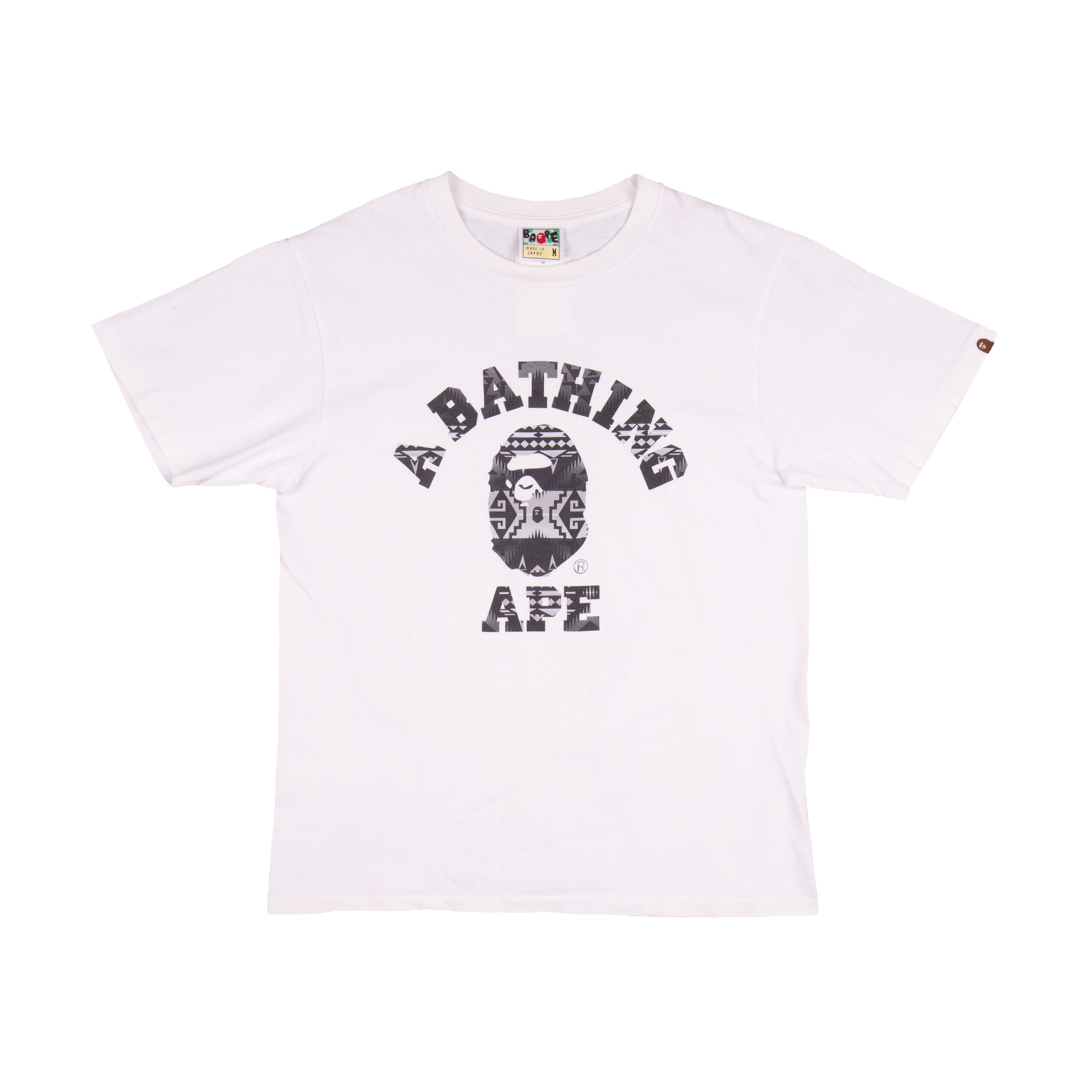 Bape White Native American College Logo Tee