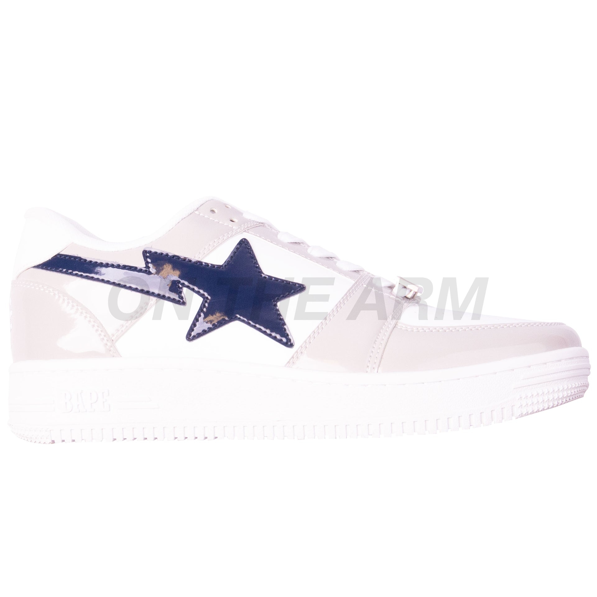 Bape Grey/Navy Patent Leather Bapesta