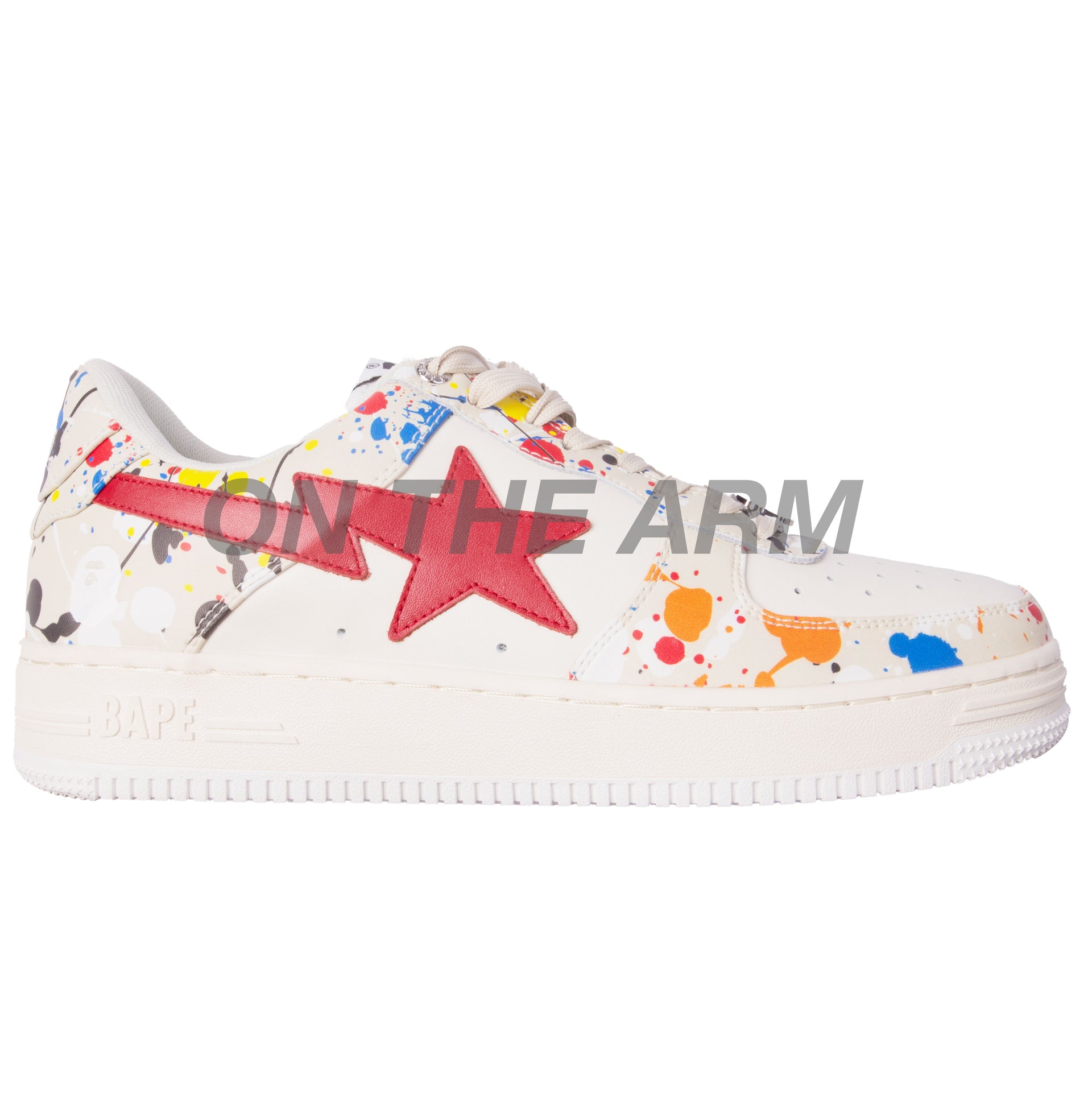 Bape Ivory Paint Splatter Bapesta