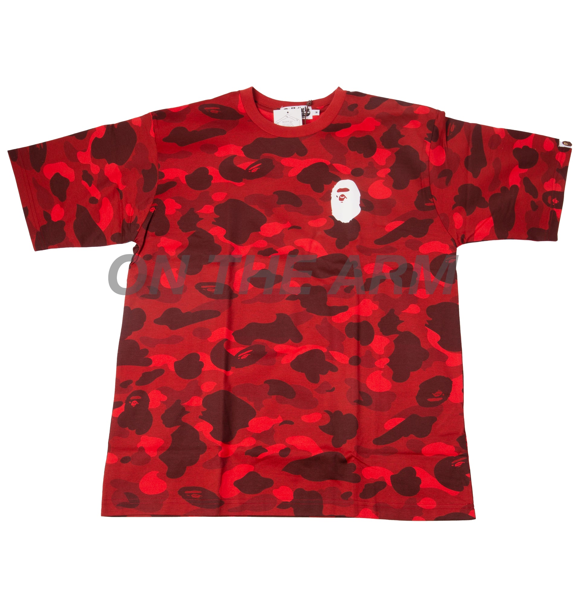 Bape Red Color Camo Ape Head Relaxed Tee