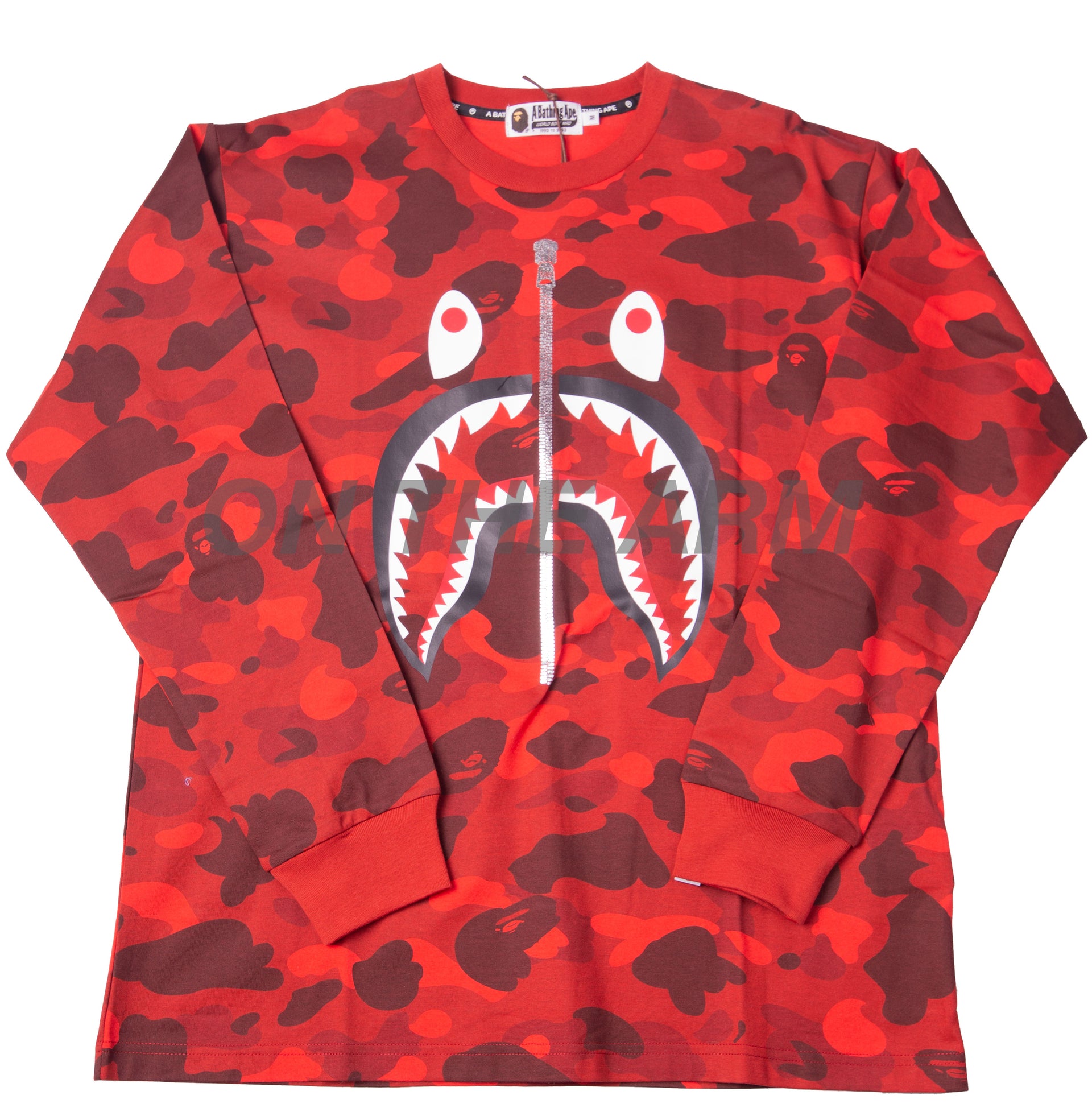 Bape Red Color Camo Shark L/S