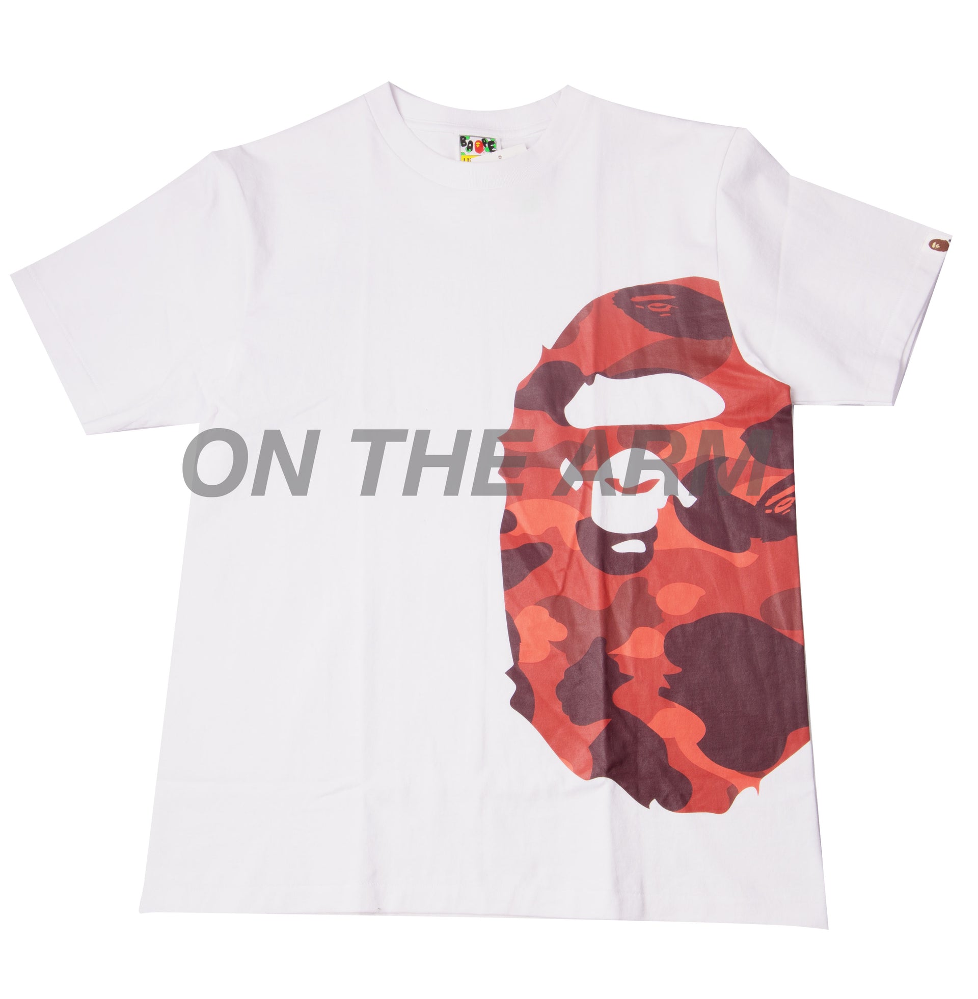 Bape White/Red Camo Side Ape Head Tee