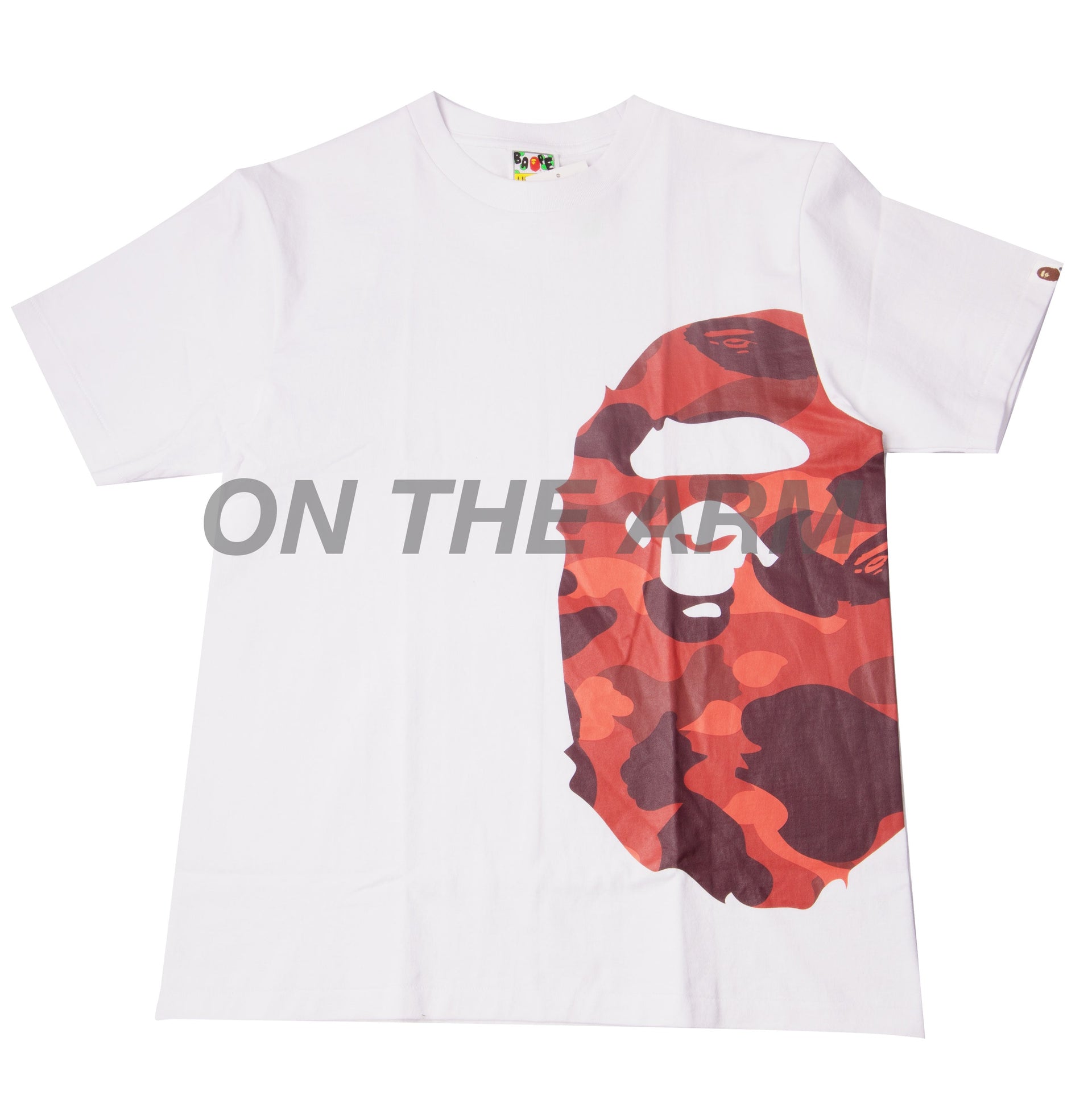 Bape White/Red Camo Side Ape Head Tee