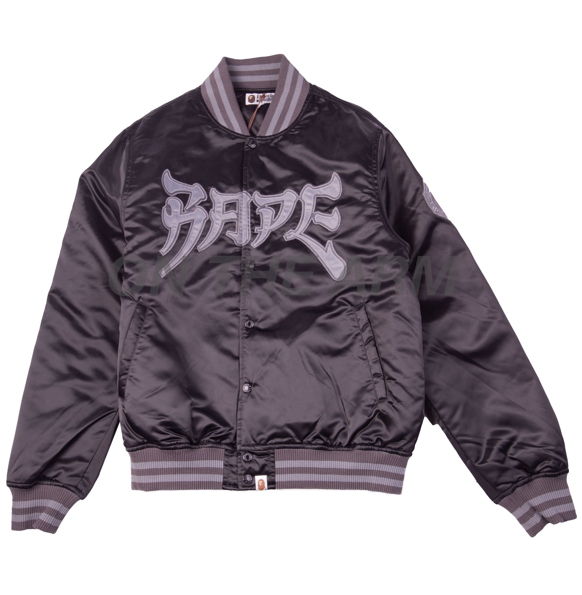 Bape Black Satin Varsity Jacket