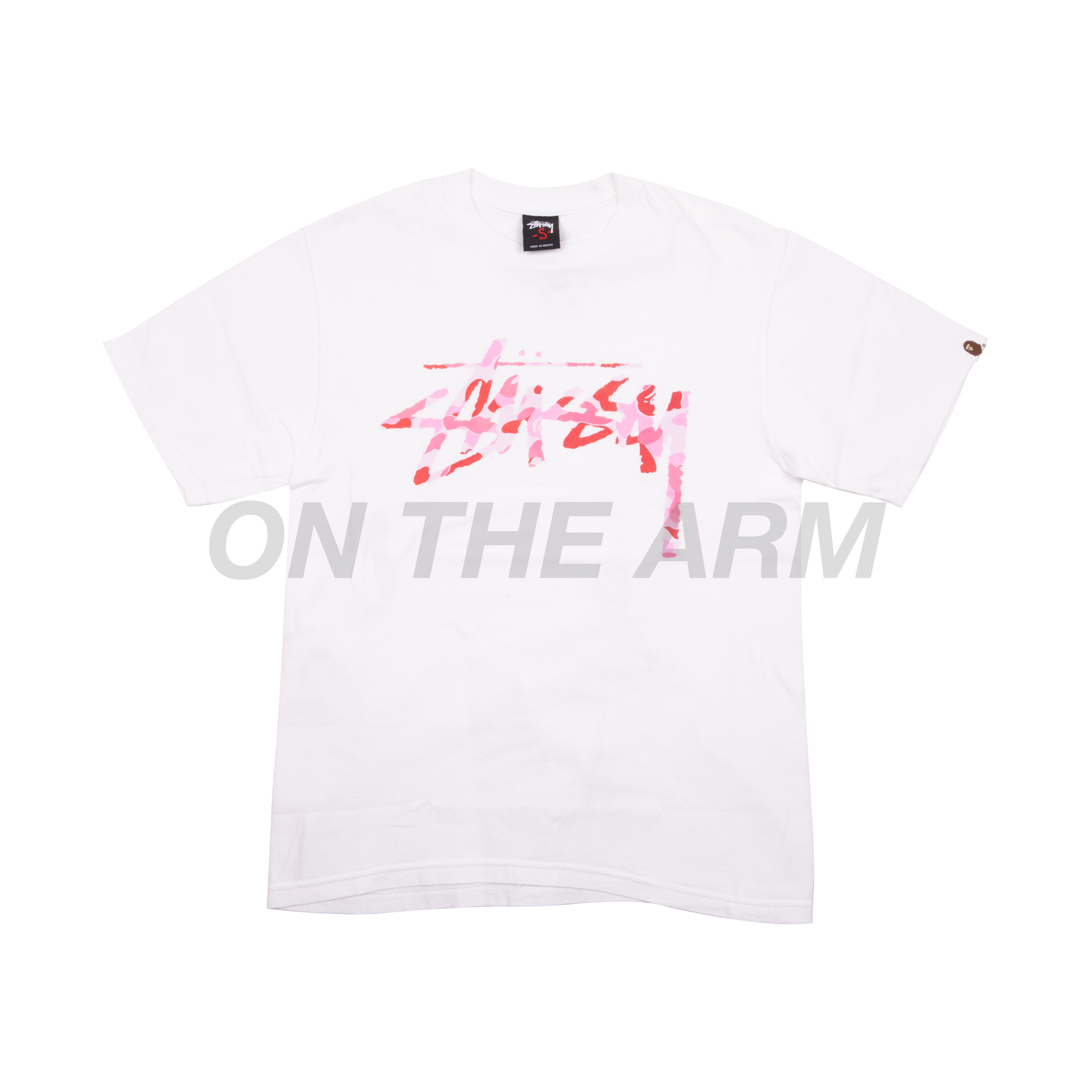 Bape White / Pink Camo Stussy 30th Anniversary Tee