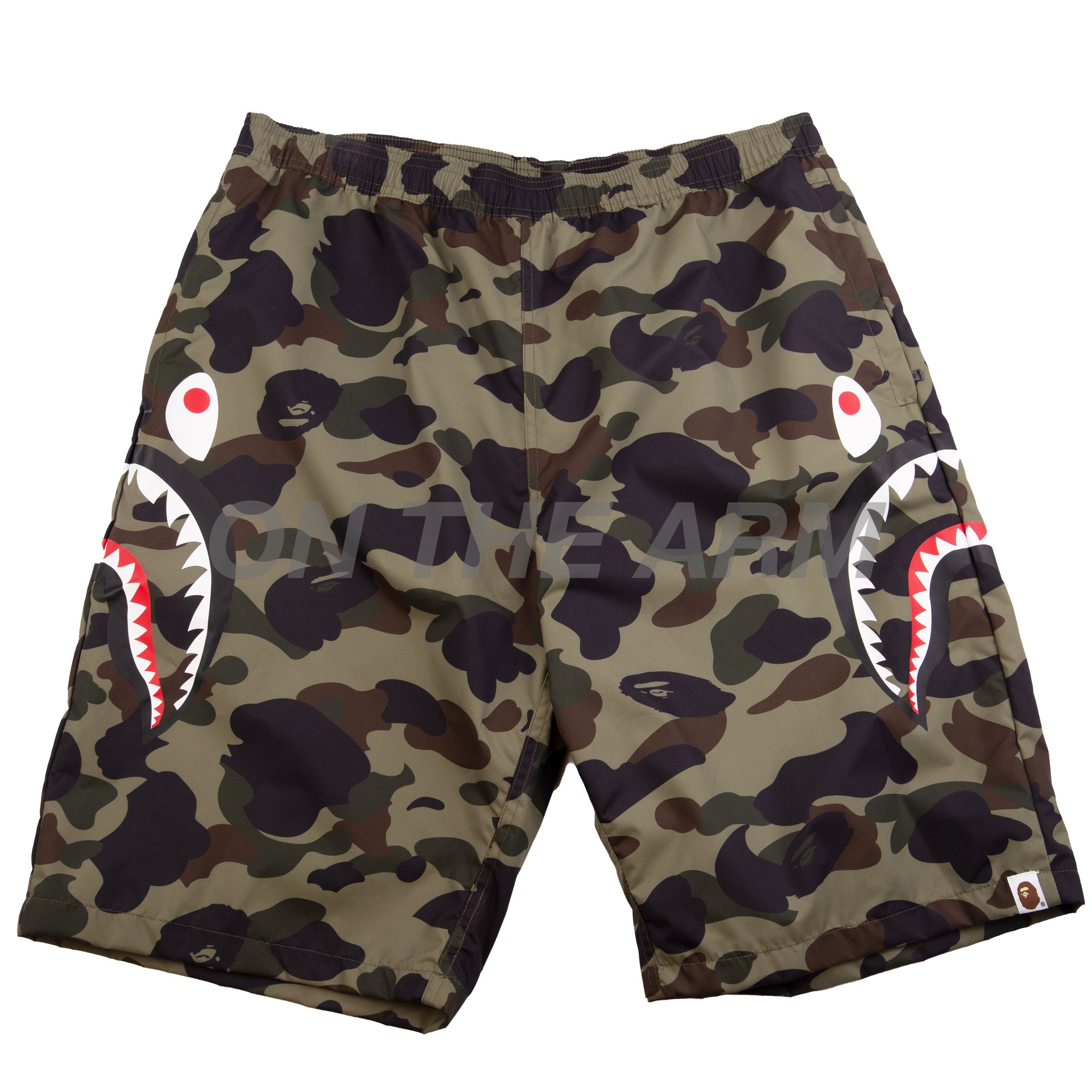Bape Green First Camo Shark Water Shorts