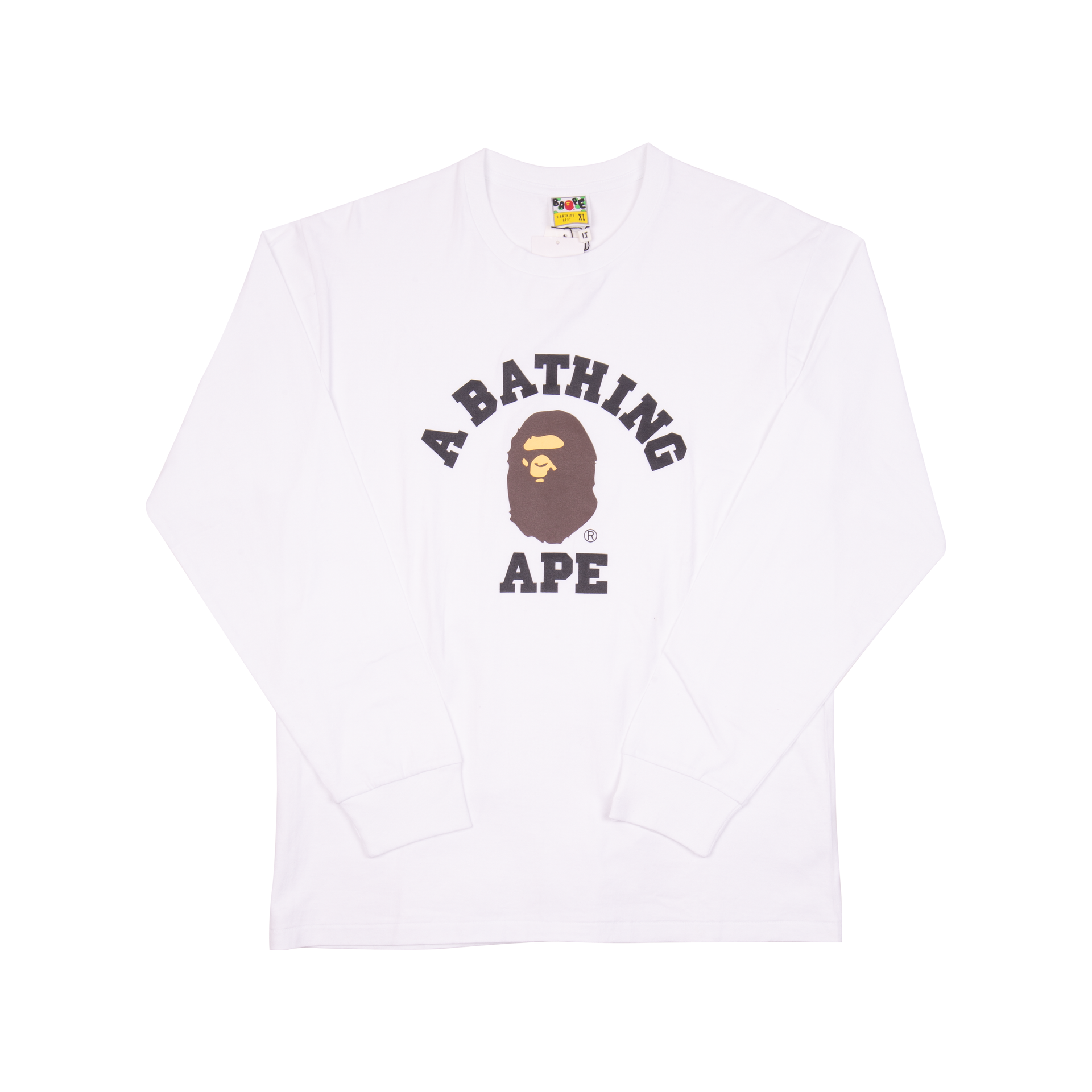Bape White College Logo L/S