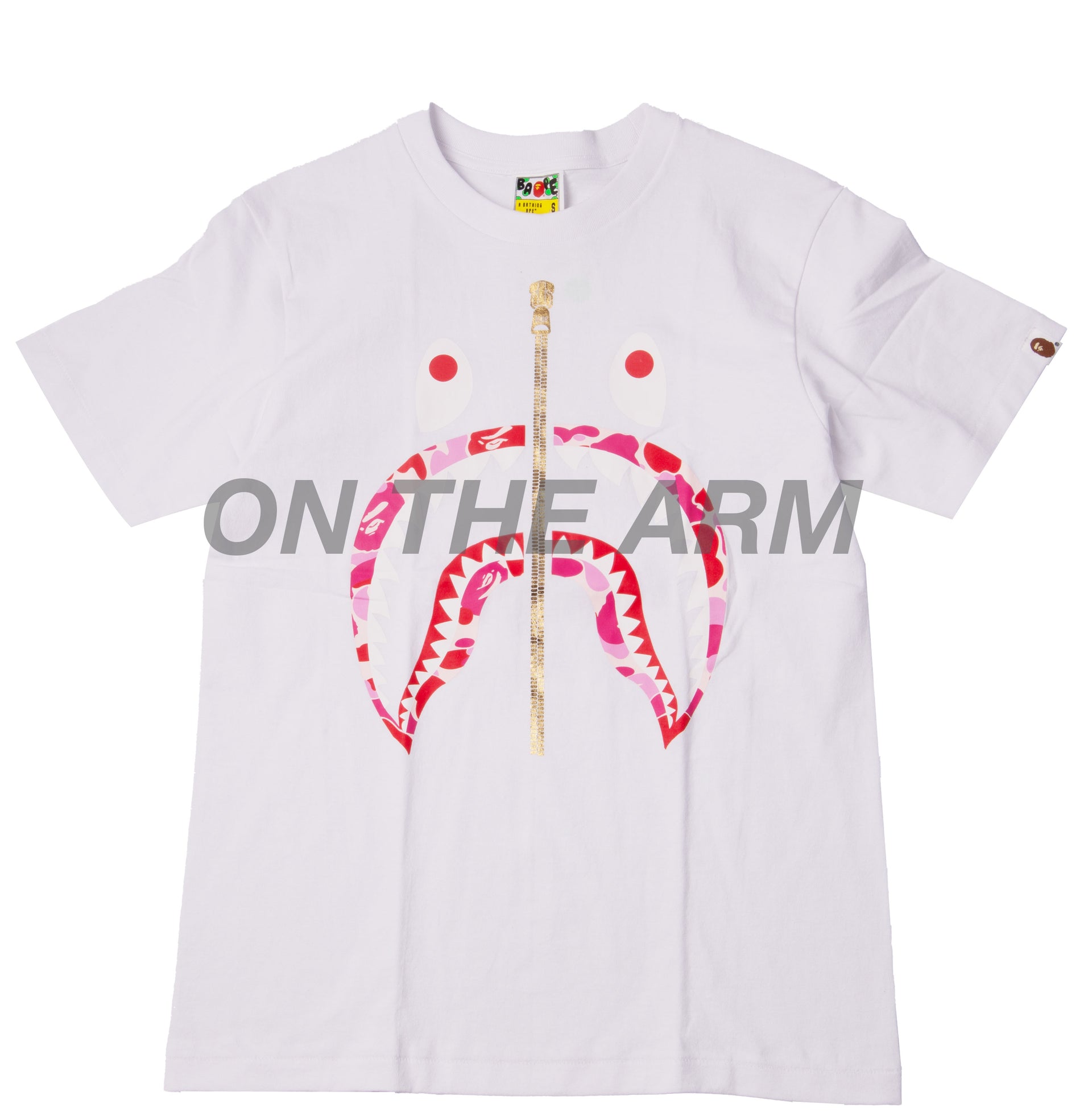 Bape White/Pink Camo Shark Tee