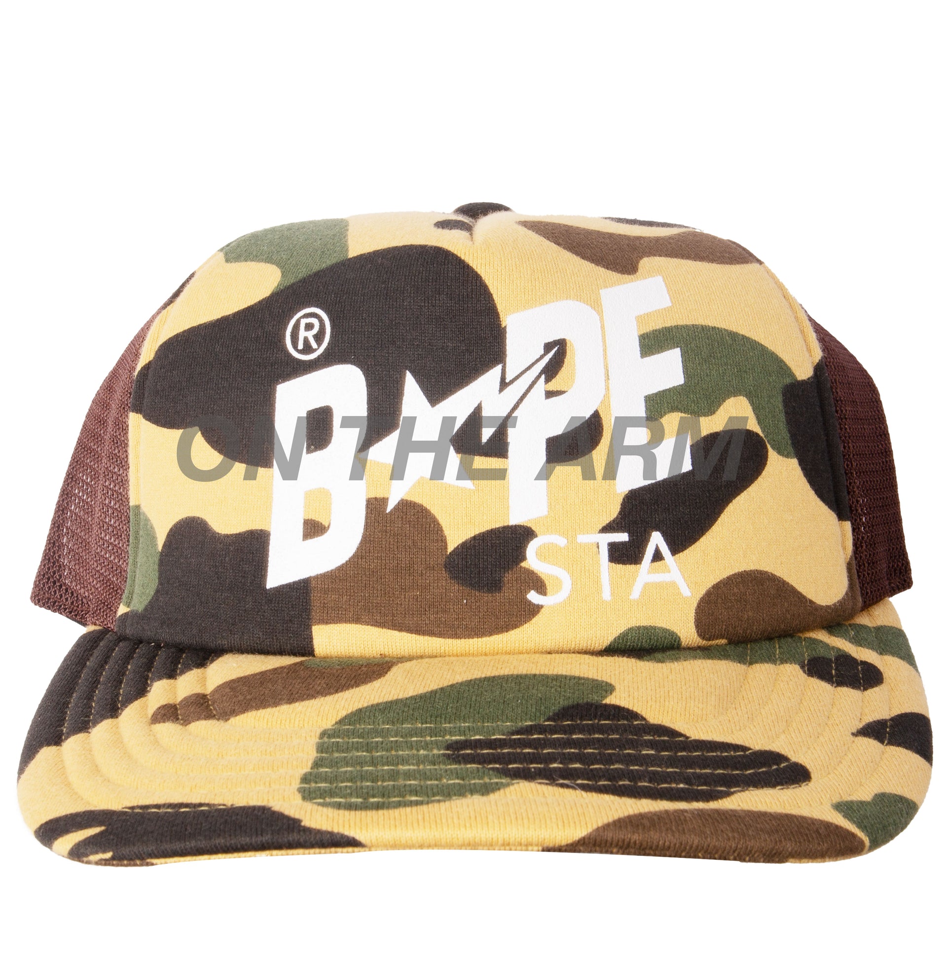 Bape Yellow First Camo Trucker Hat