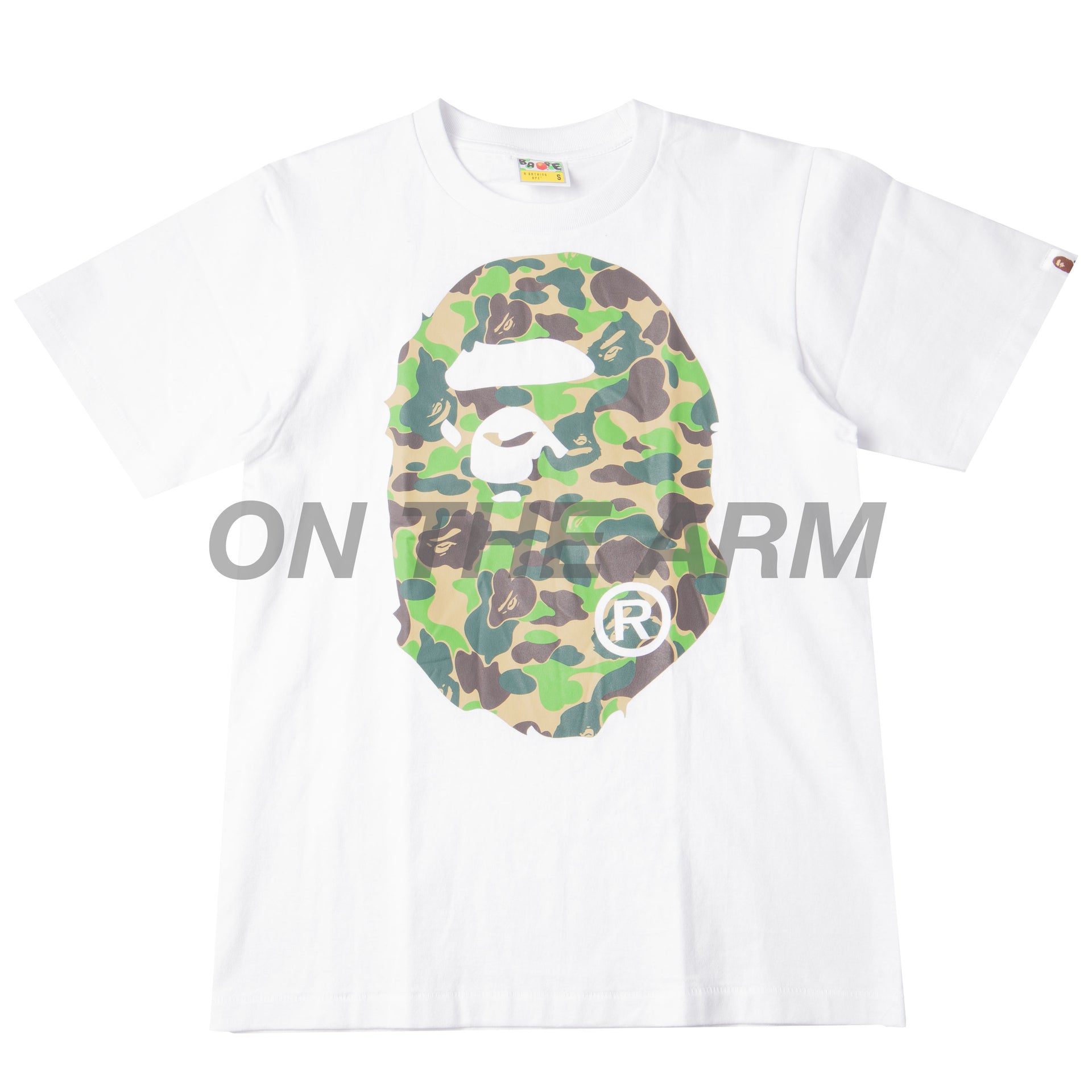 Bape White/Green ABC Camo Big Ape Head Tee