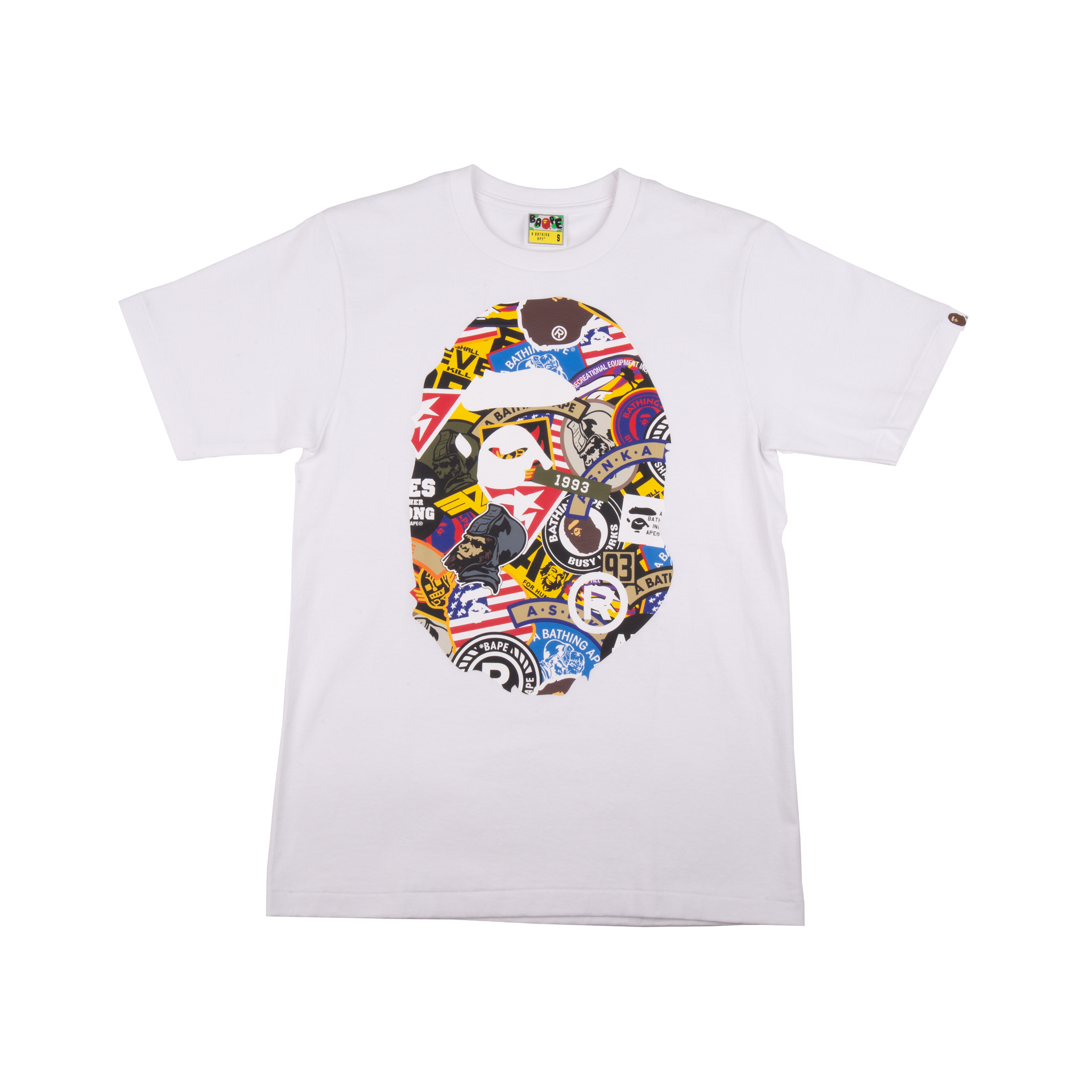 Bape White Patched Big Head Ape Tee