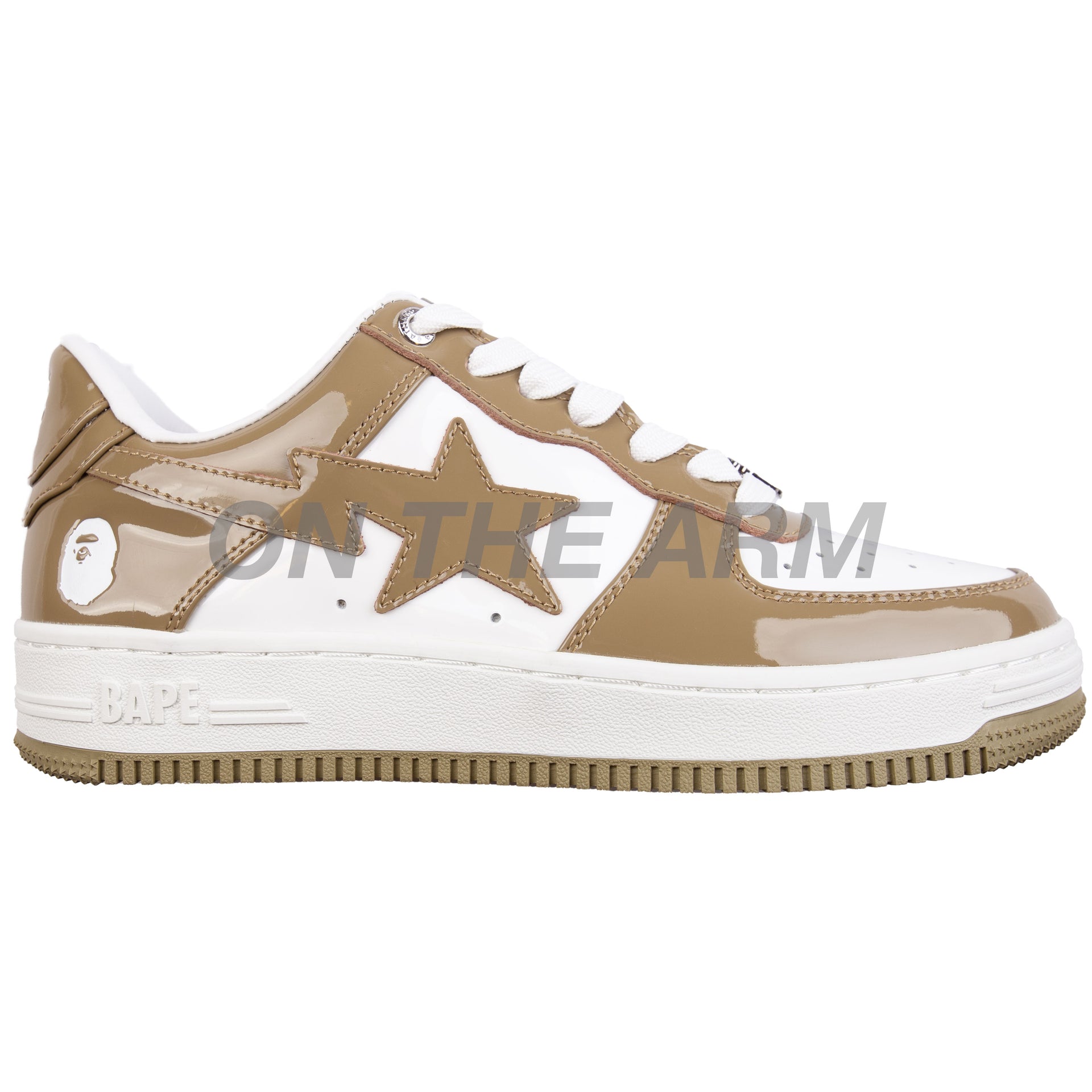Bape Khaki Patent Leather Bapesta