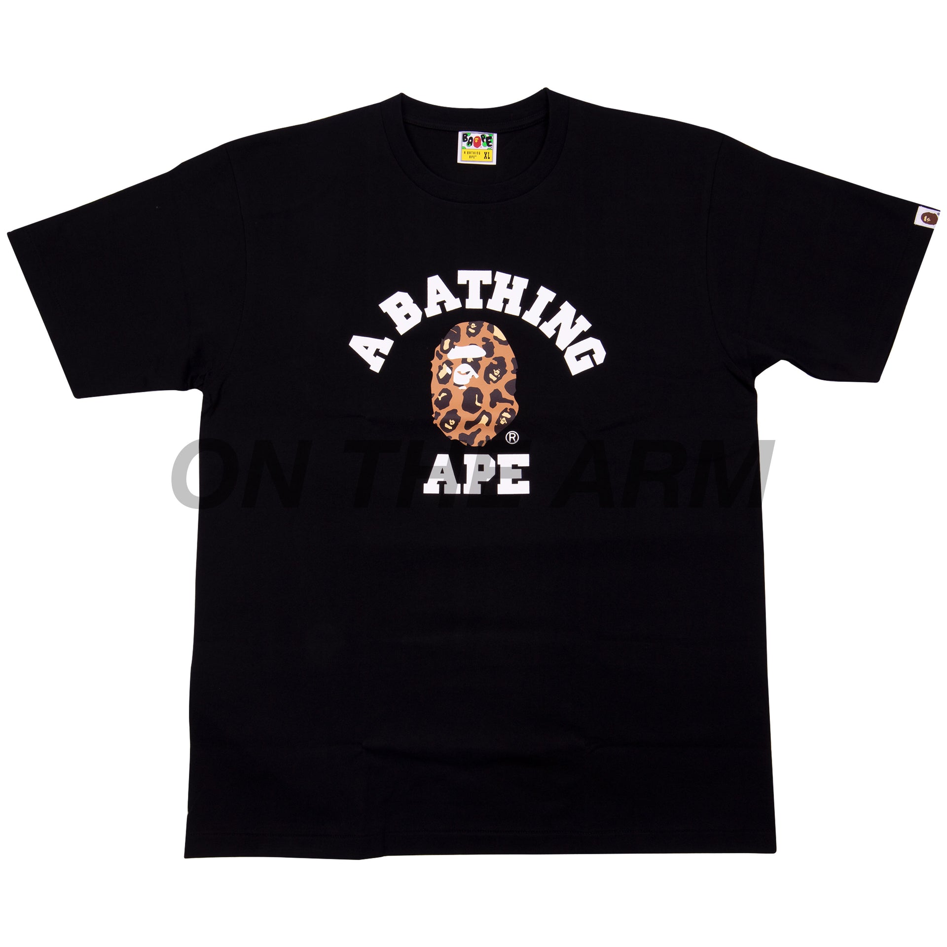 Bape Black Leopard Camo College Logo Tee