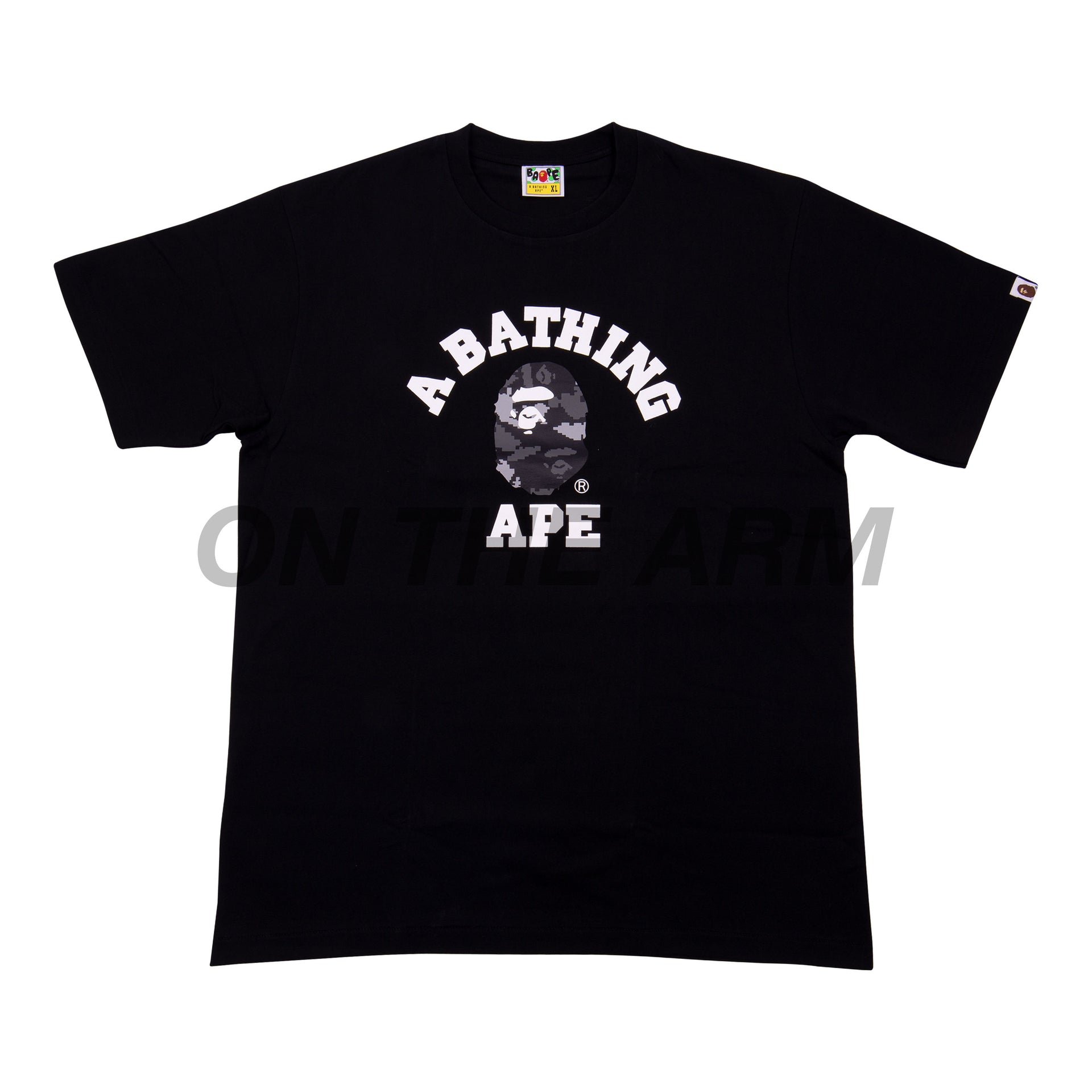 Bape Black/Black Digital Camo College Logo Tee