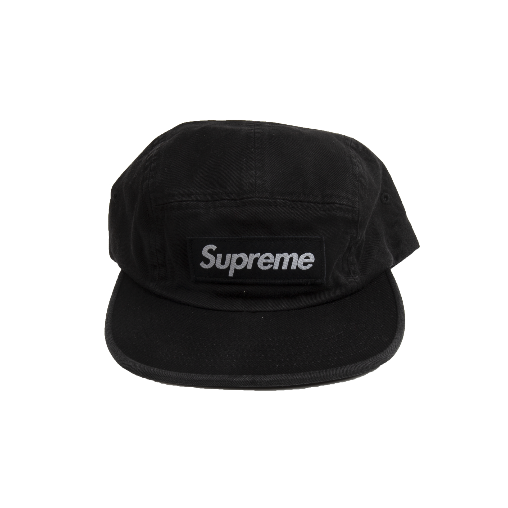 Supreme Black Washed Chino Twill Camp Cap