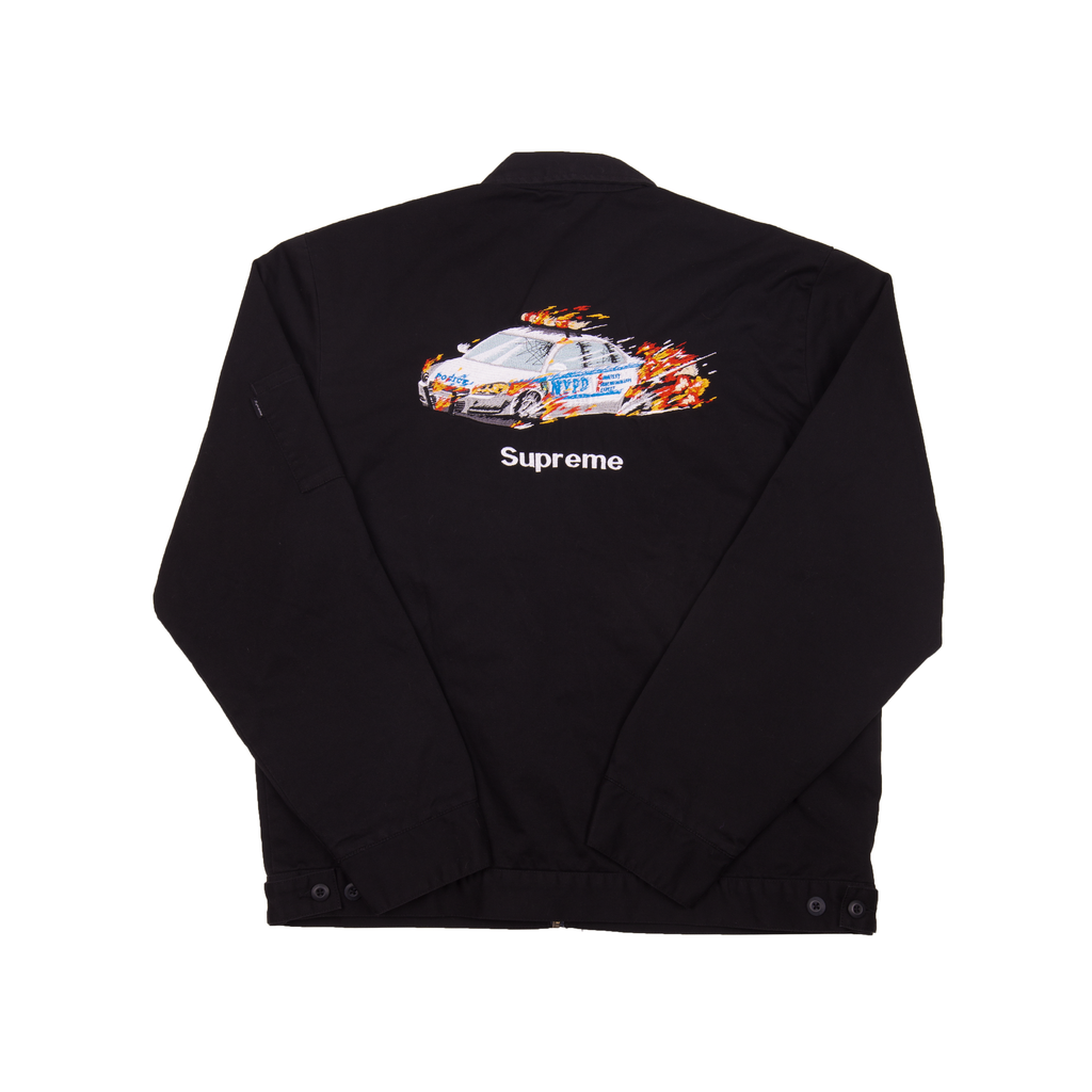 Supreme Black Cop Car Embroidered Jacket On The Arm