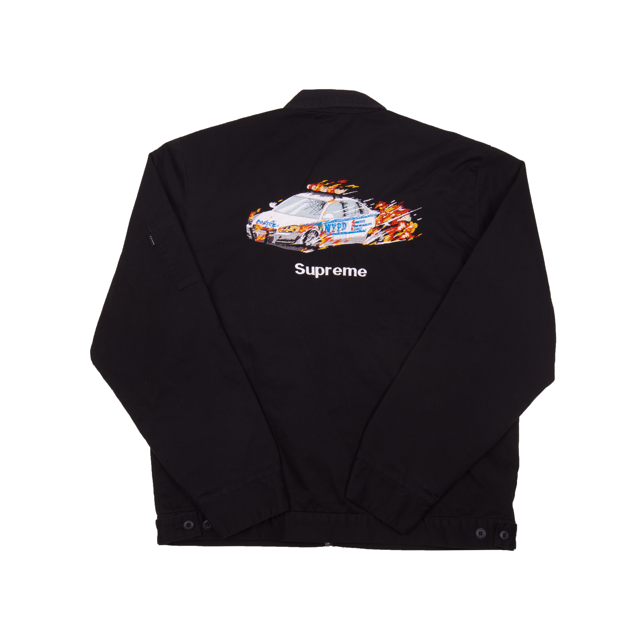 Supreme Black Cop Car Embroidered Jacket – On The Arm