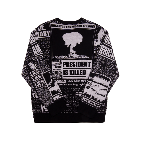 Supreme Black Newsprint Sweater