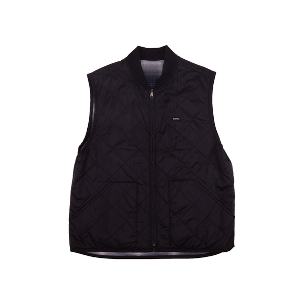 Supreme Black Reversible Plaid Vest