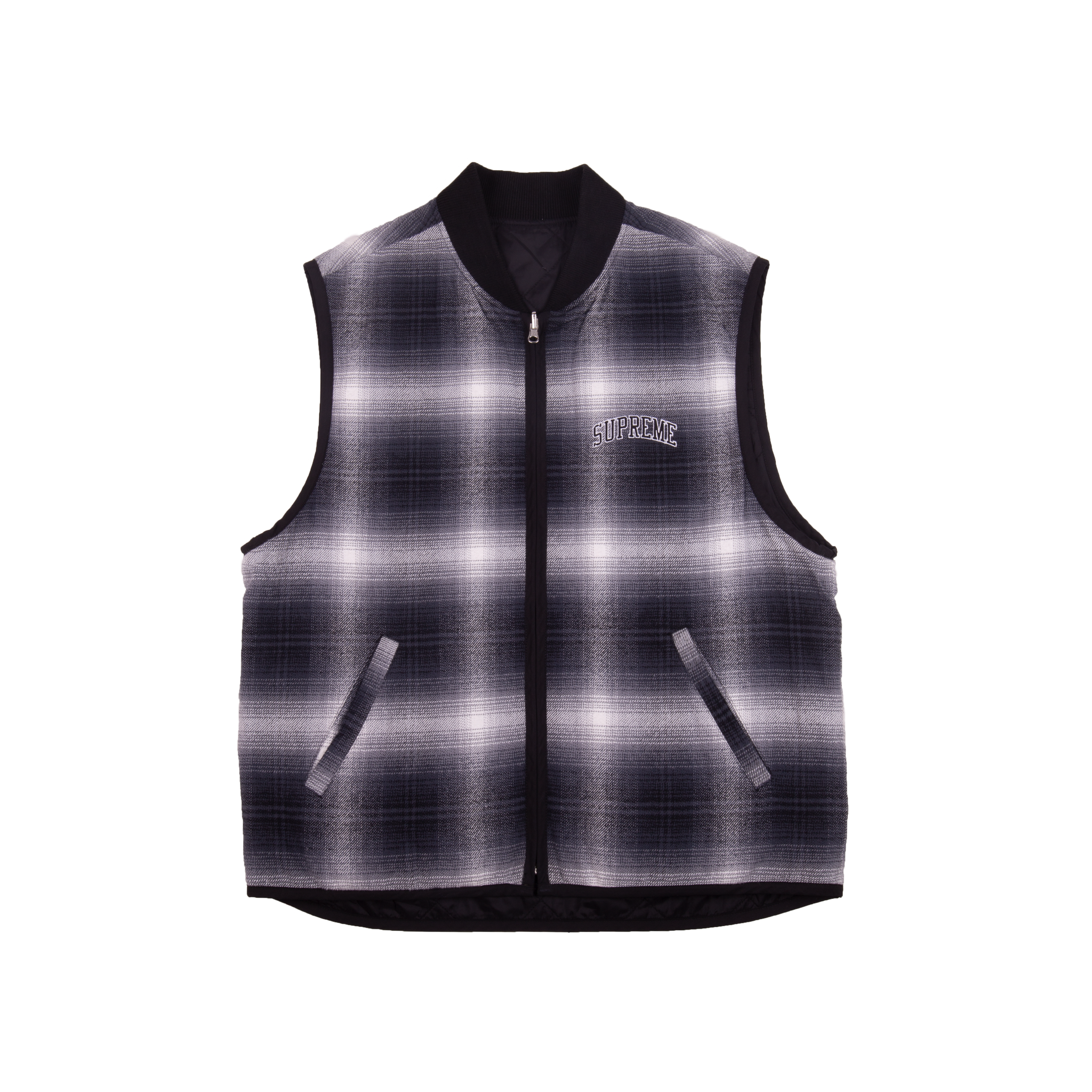Supreme Black Reversible Plaid Vest