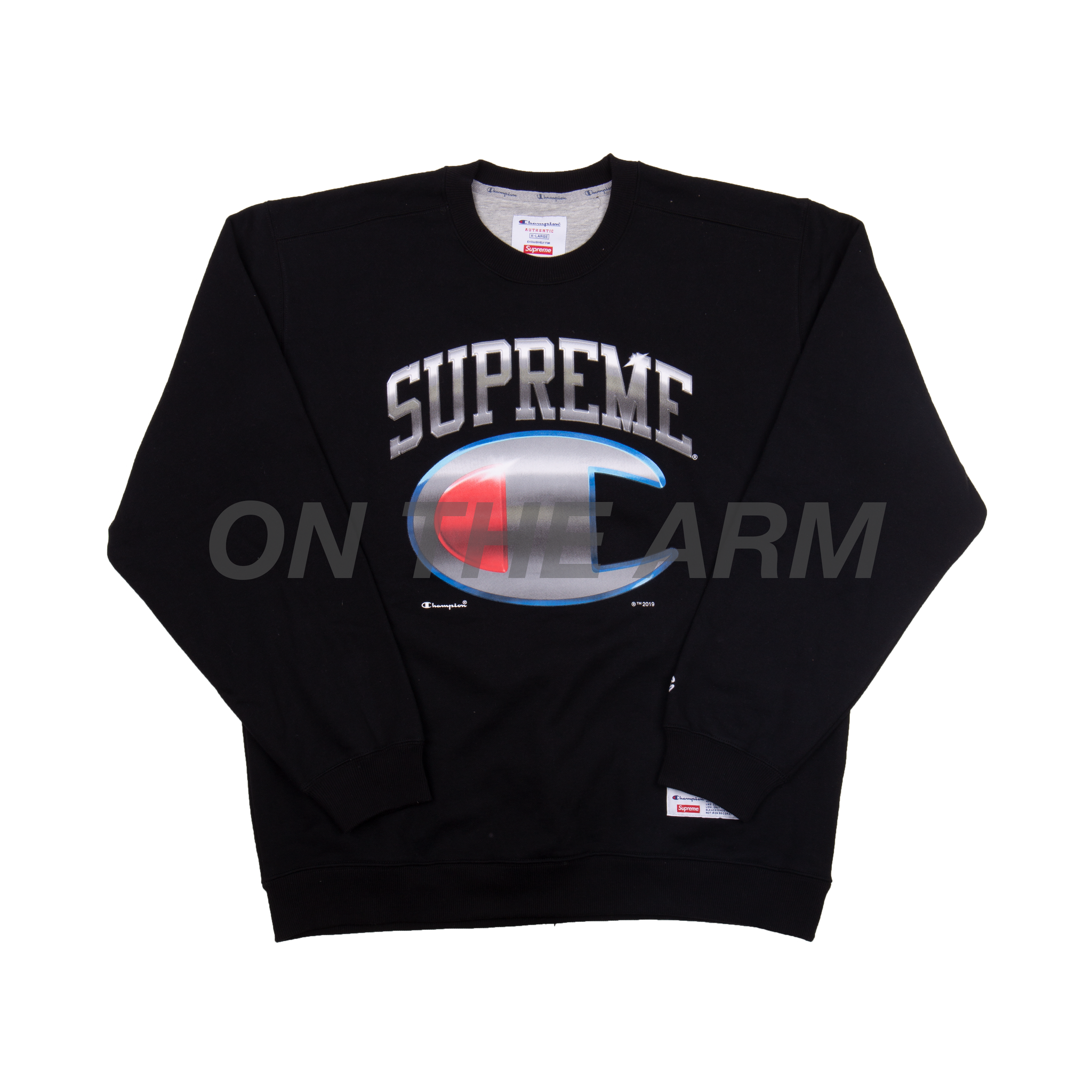 Supreme Black Champion Chrome Crew