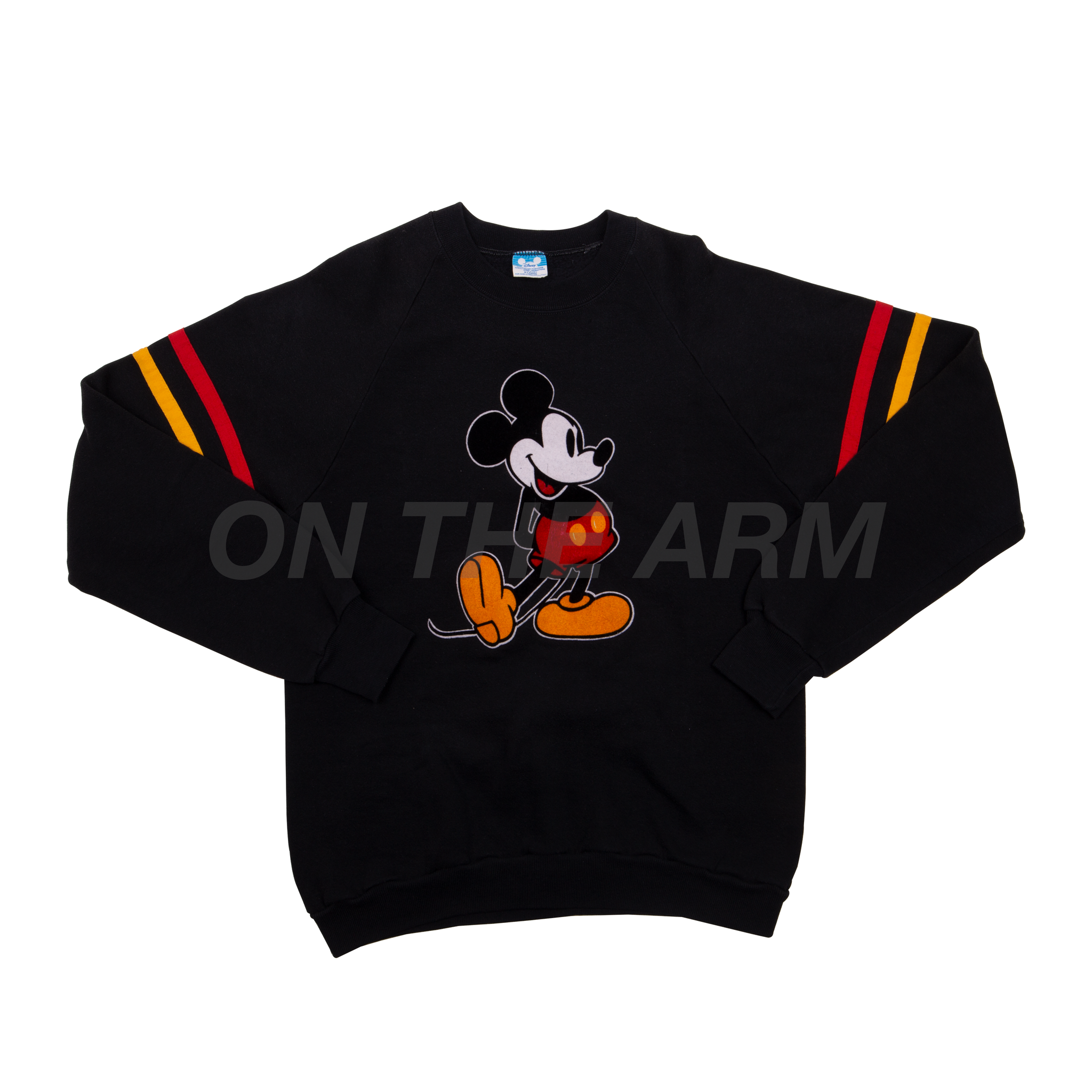 Vintage Black Striped Mickey Mouse Crew