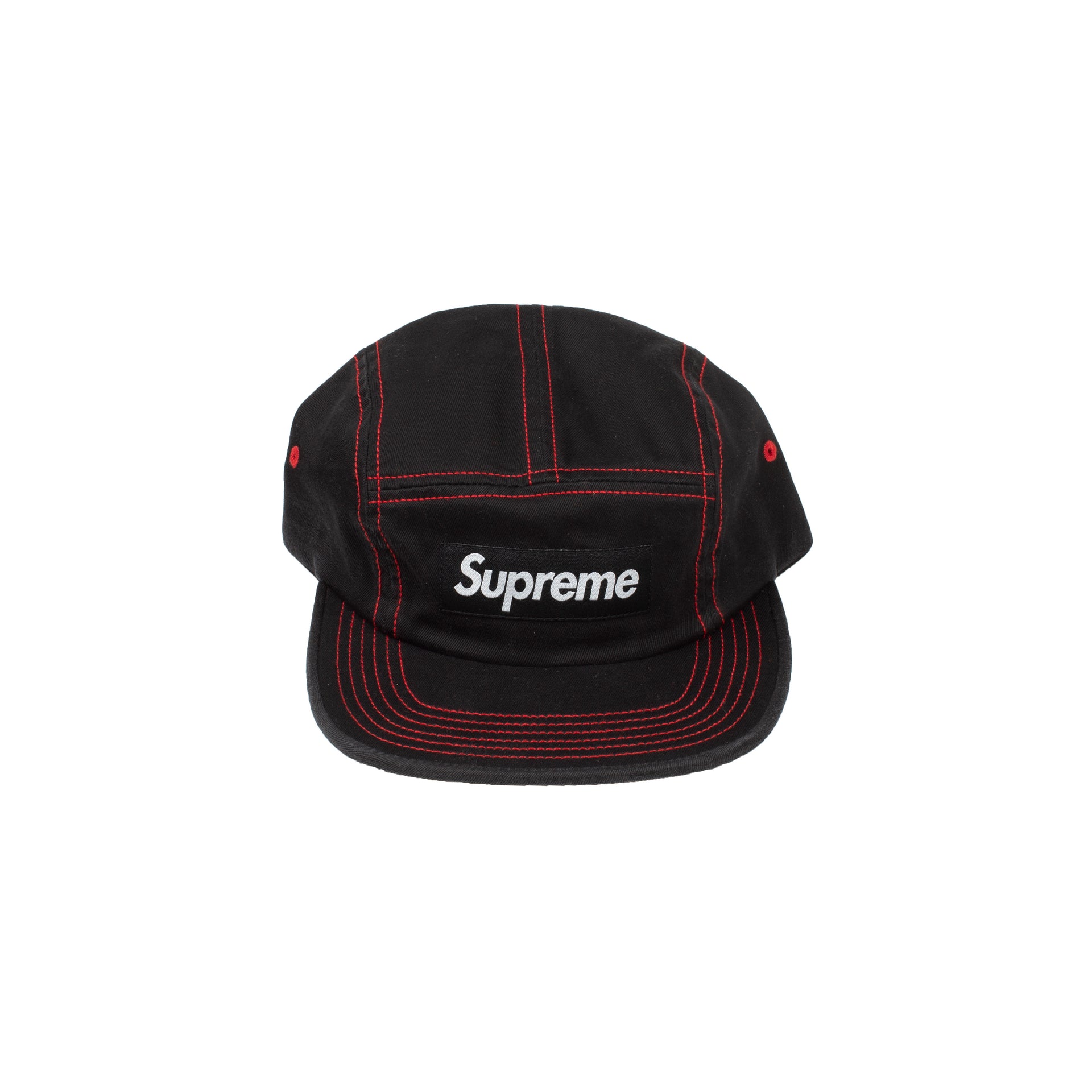 Supreme Black Contrast Stitch Camp Cap