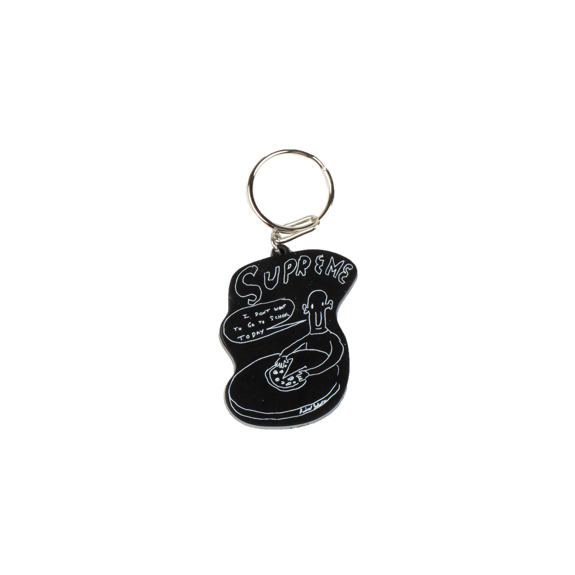 Supreme Black Daniel Johnston Pizza Keychain
