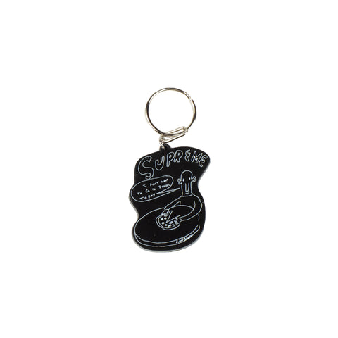 Supreme Black Daniel Johnston Pizza Keychain