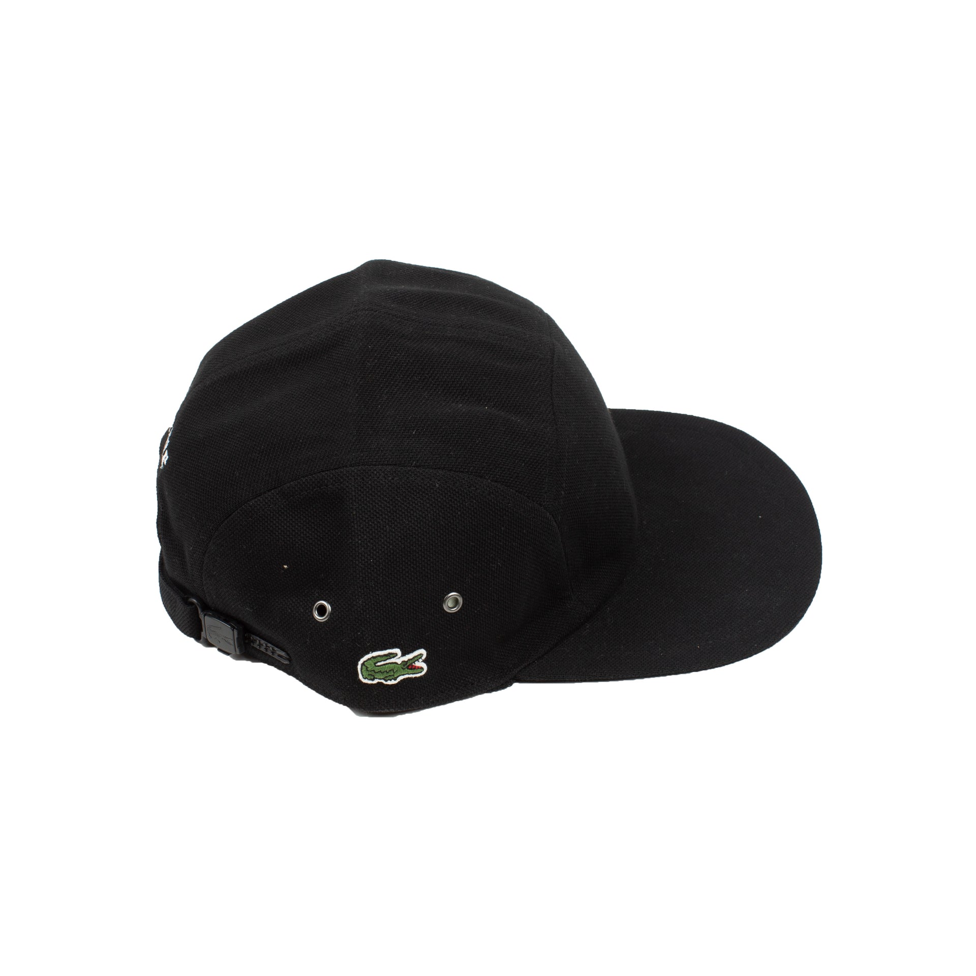 Supreme Black Lacoste Pique Camp Cap