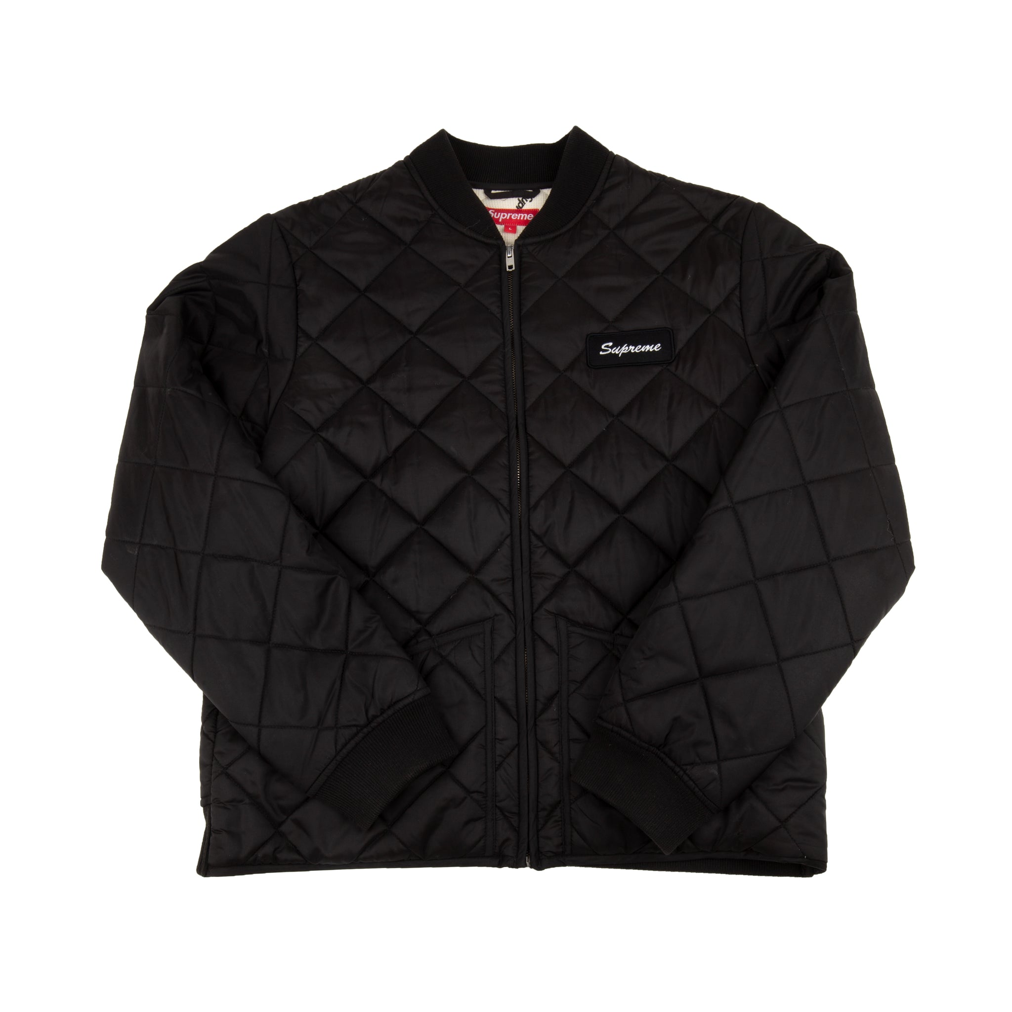 Supreme Black Color Blocked Quilted Jacket