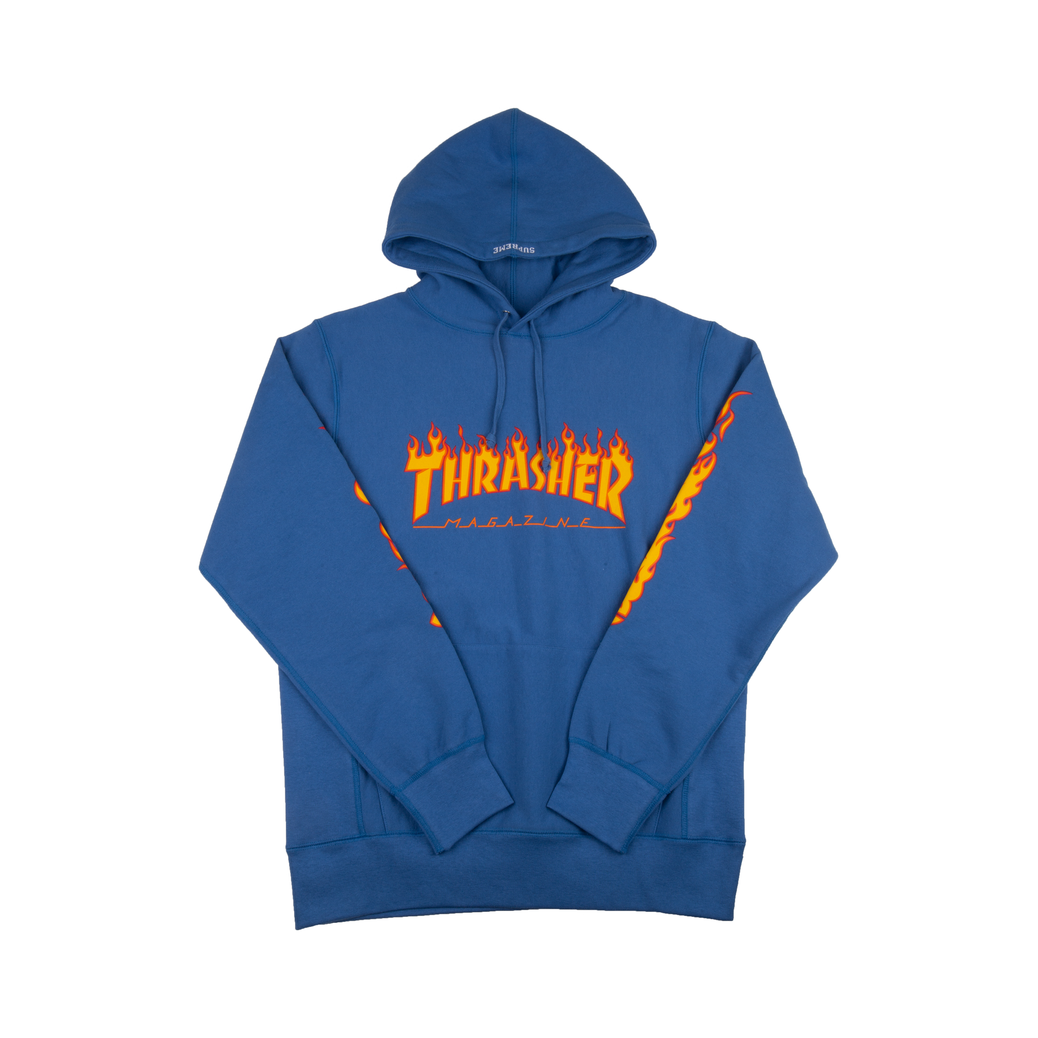 Supreme Thrasher Blue Hoodie On The Arm