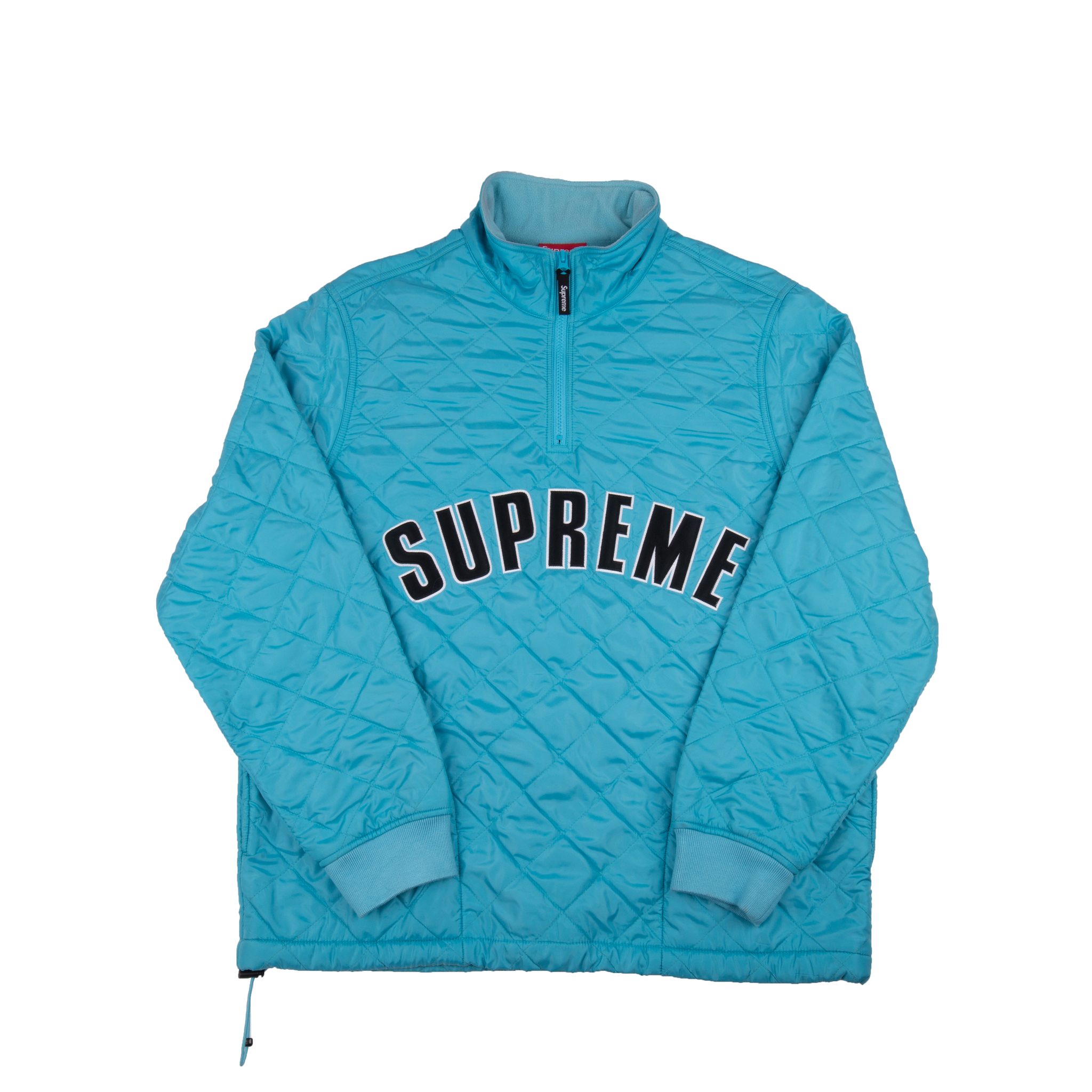 Supreme Light Blue Quilted Arc Logo Quilted Half Zip – On The Arm