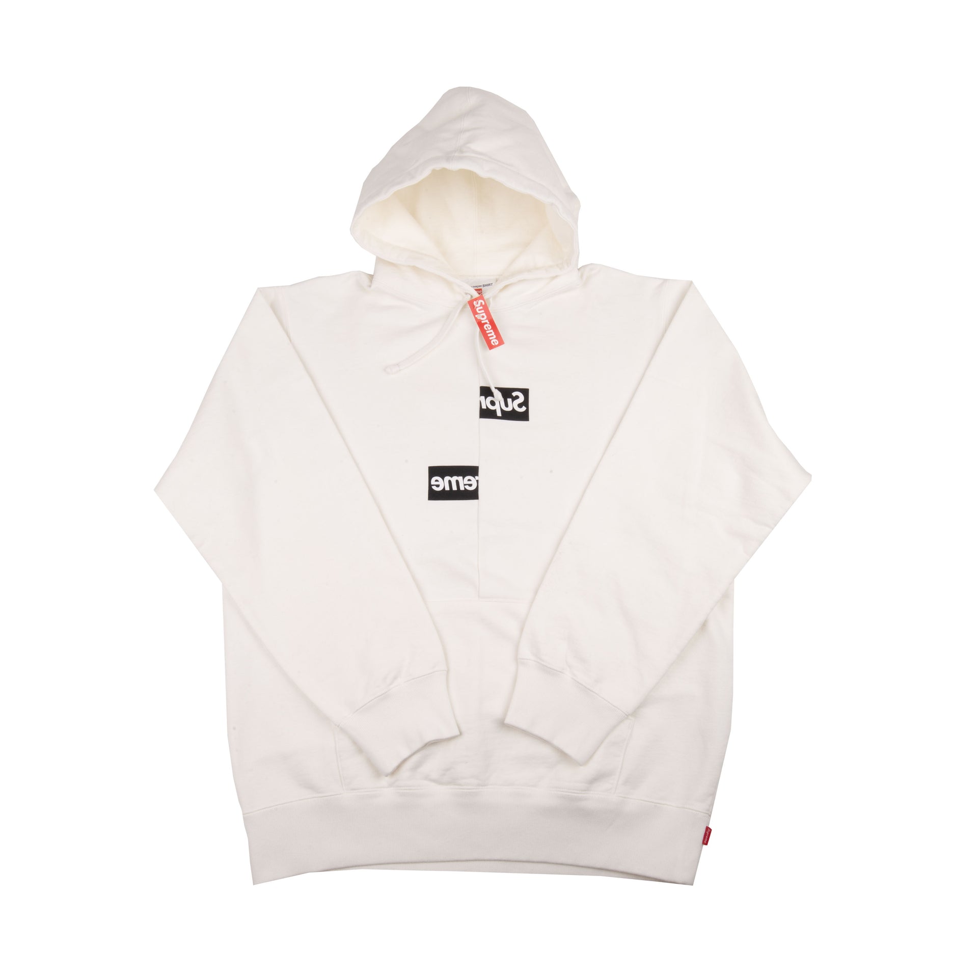 Supreme White CDG Split Box Logo Hoodie