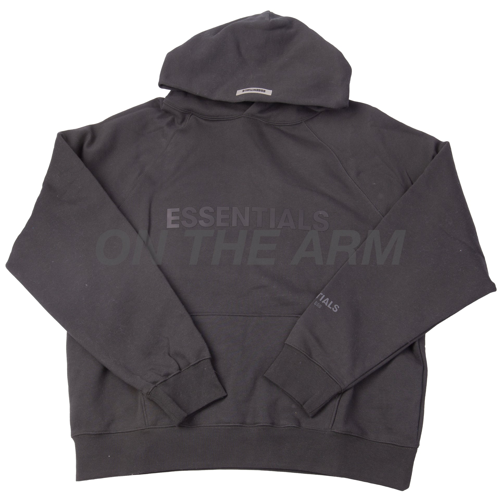 Fear Of God Black Essentials Front Logo Hoodie